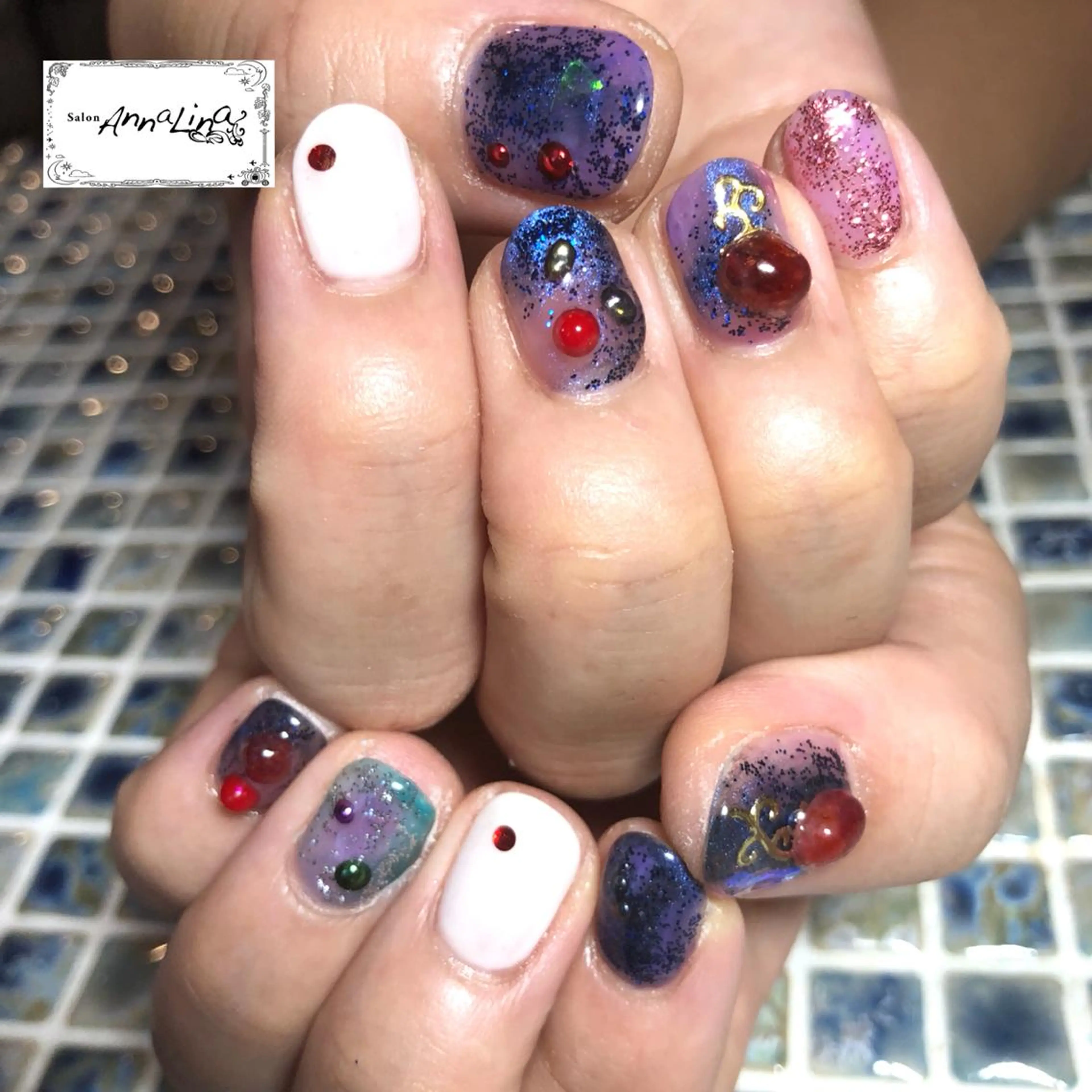 ネイル ニュアンスネイル ピンク パープル アトリエ UNICOのネイルデザイン