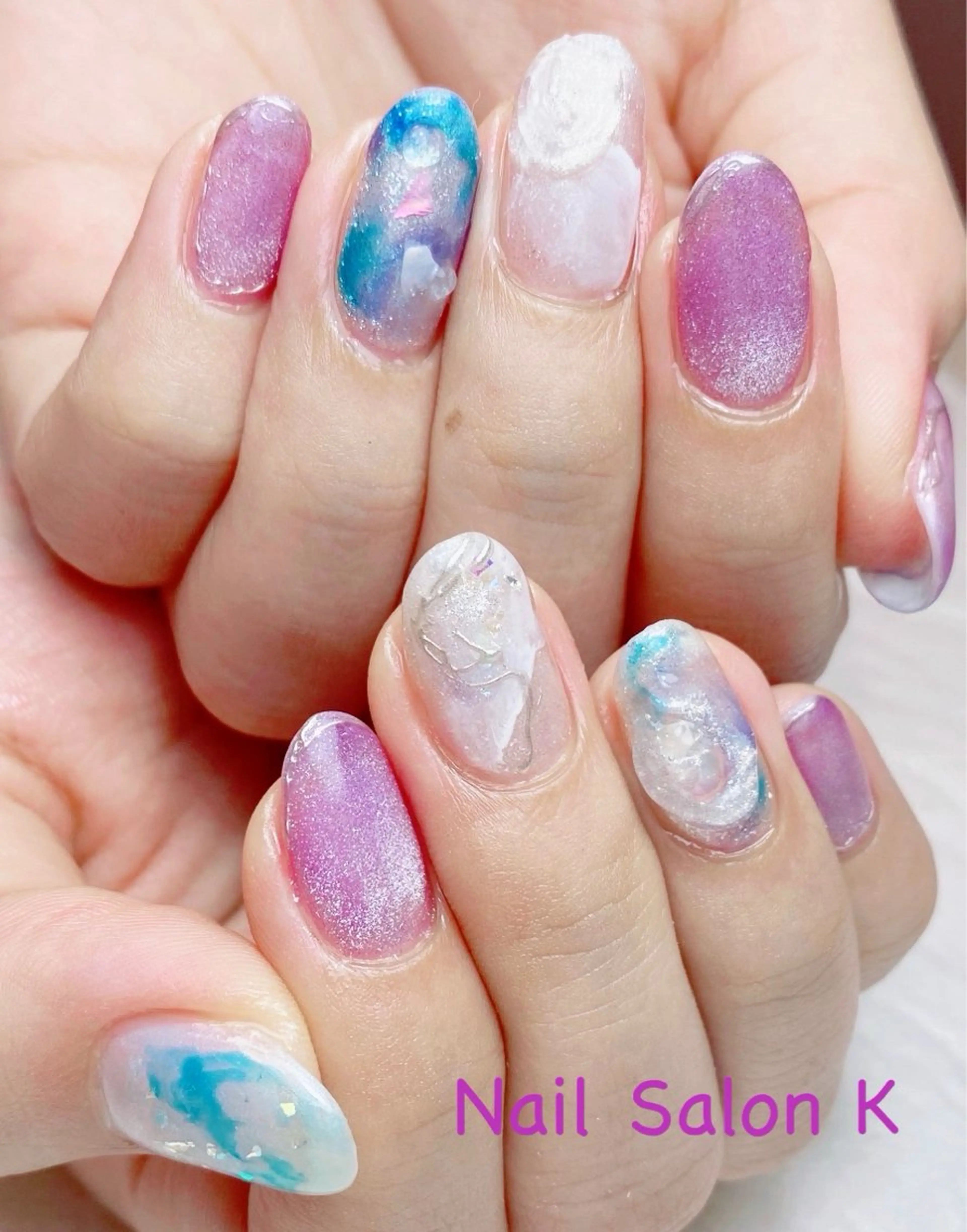 ネイル 持ち込み ニュアンスネイル ぷっくりネイル ハンドネイル Nail Salon K 🧸美爪育成のネイルデザイン
