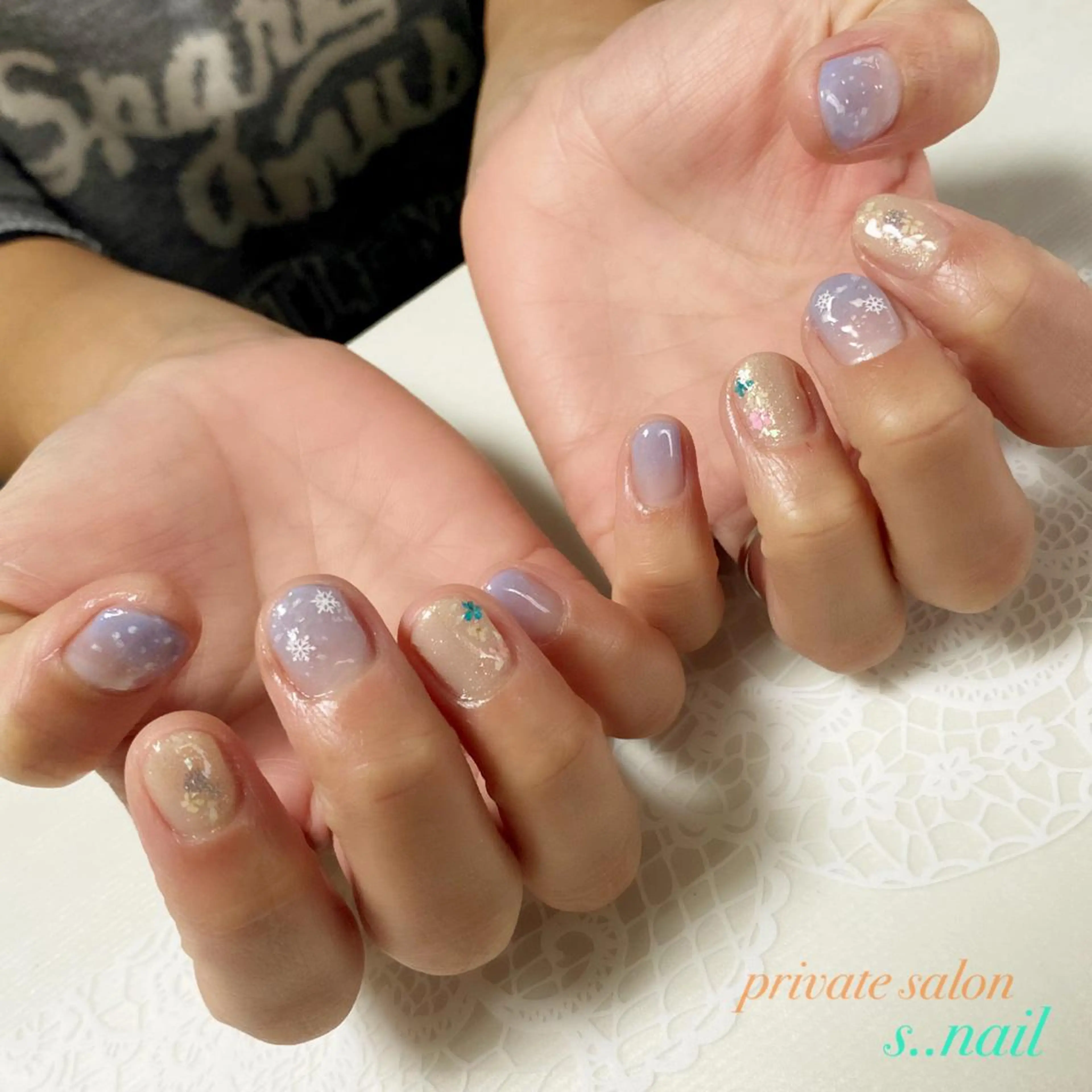 ネイル ブルー グラデーション 冬ネイル ハンドネイル フットネイル s..nail / MORITAのネイルデザイン