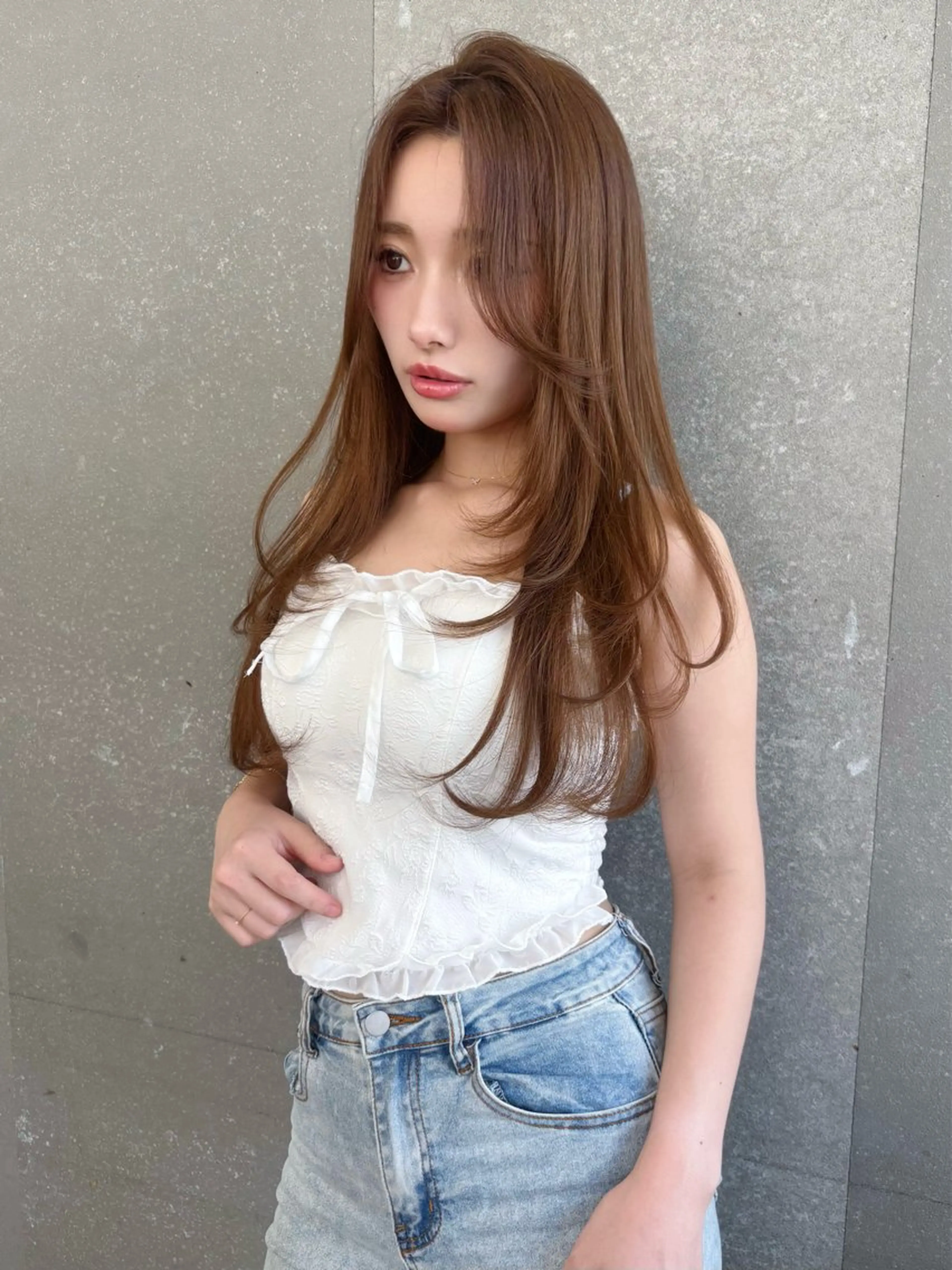 ミディアム カラー ベージュカラー レイヤーカット 縮毛矯正 【博多髪質改善】 吉村　清志のヘアスタイル