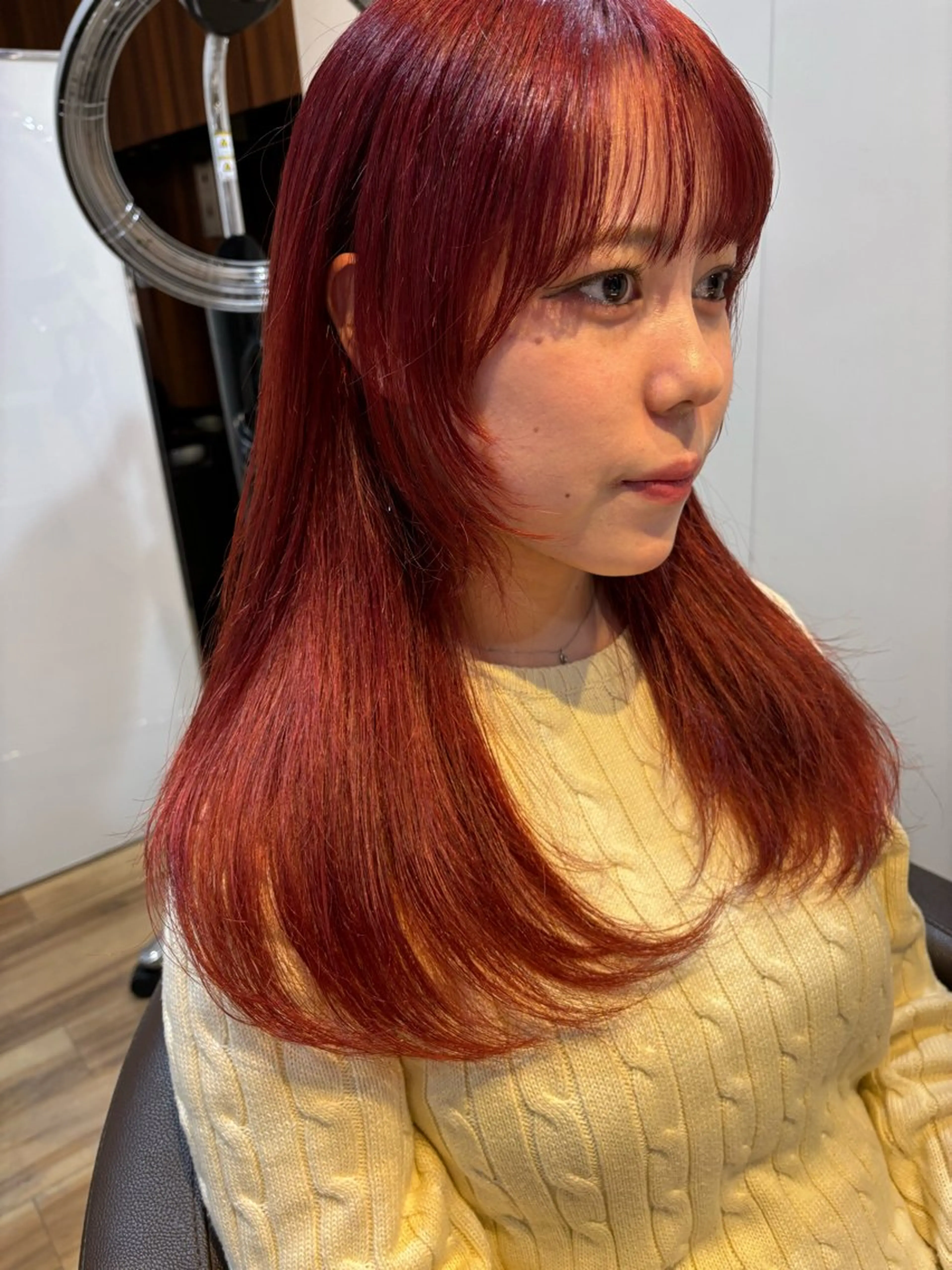 ロング カラー ピンクカラー 顔まわりレイヤー レイヤーカット レイヤーカット /透明感/千葉怜寿のヘアスタイル