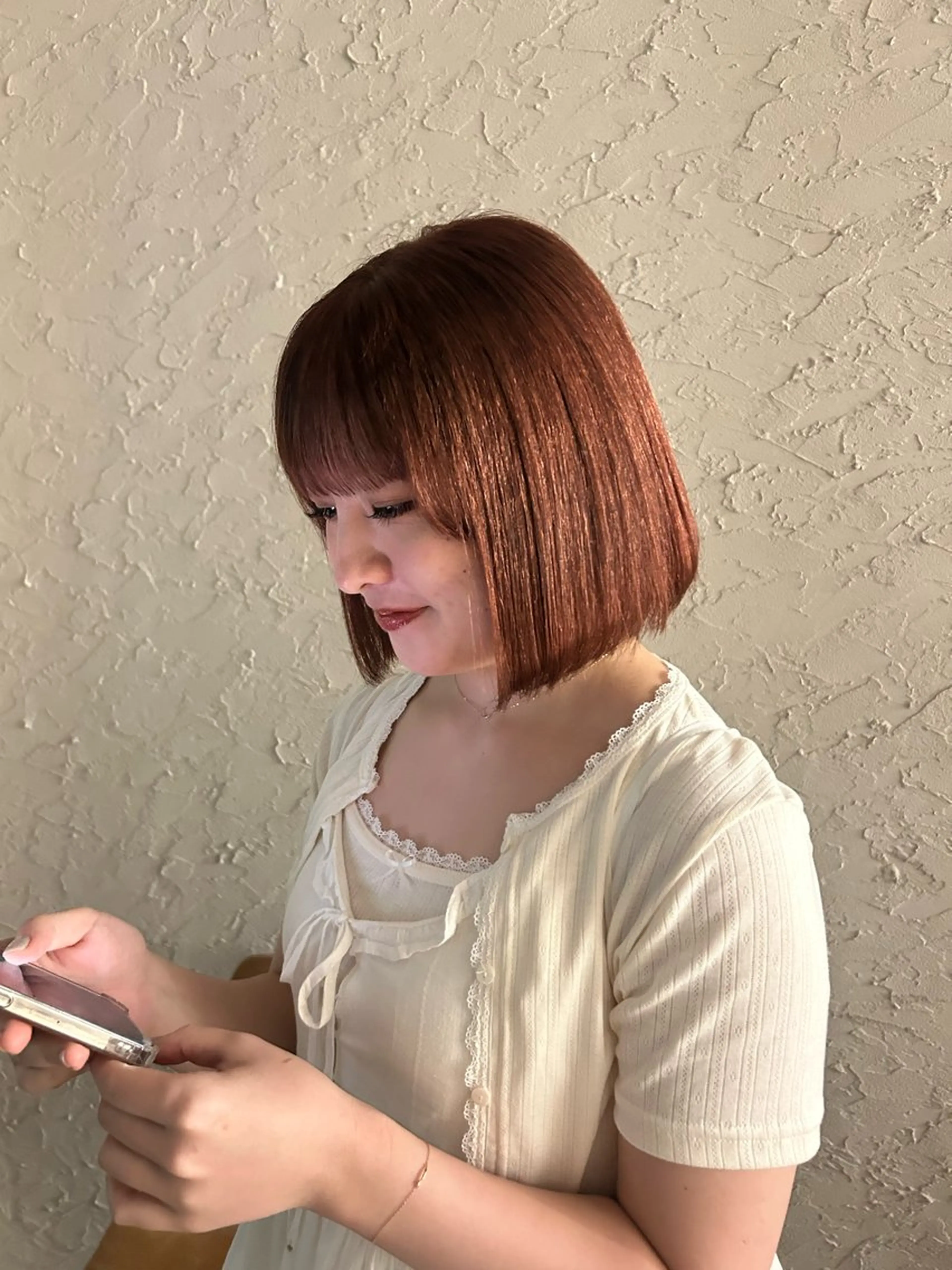 ミディアム カラー ブラウンカラー オレンジ オレンジブラウン mao/栄/tenn /暖色/ハイトーンのヘアスタイル