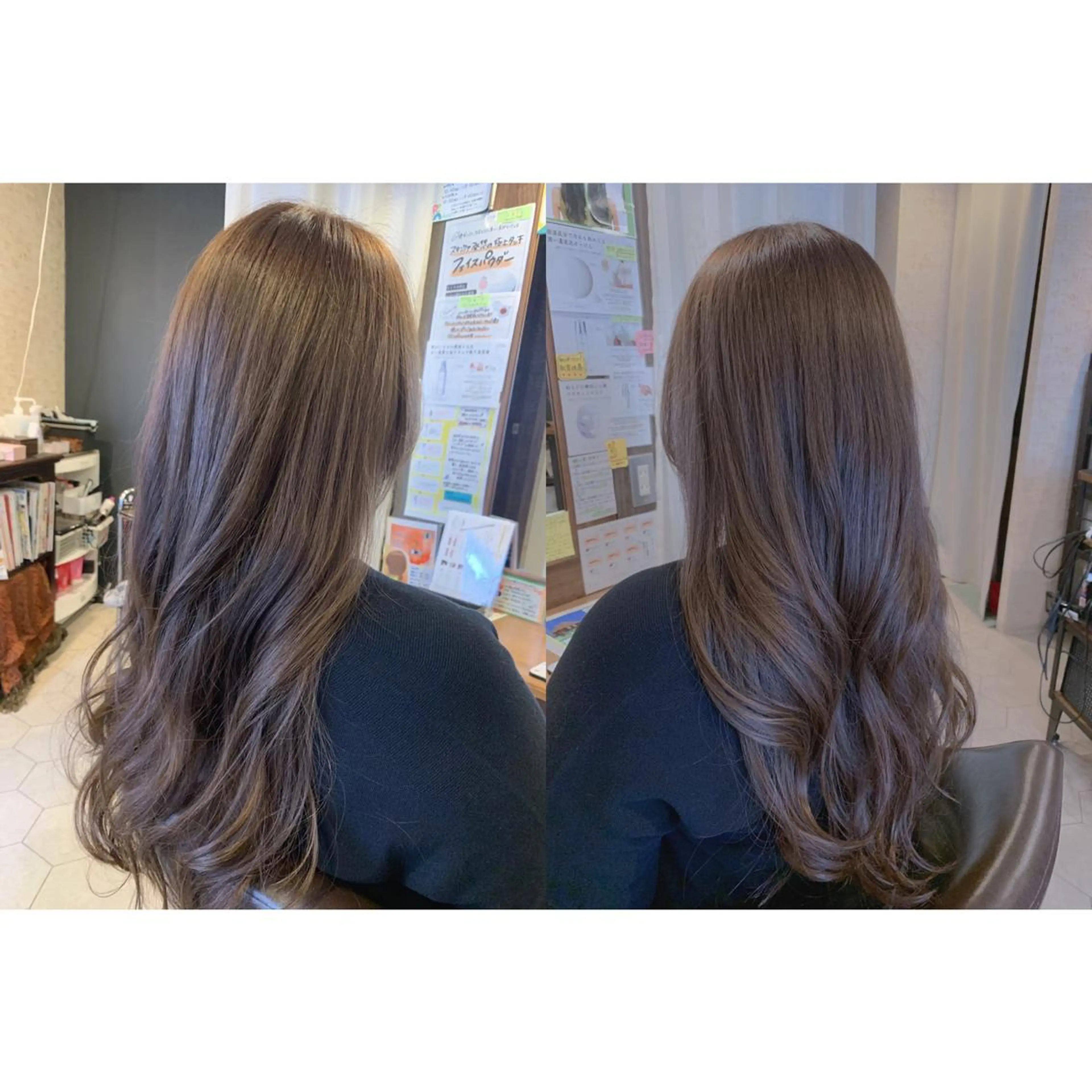 ロング カラー 透明感カラー ダブルカラー グレージュ ネイビーカラー ロング ✨縮毛矯正✨髪質改善 ナカシマ ユミのヘアスタイル