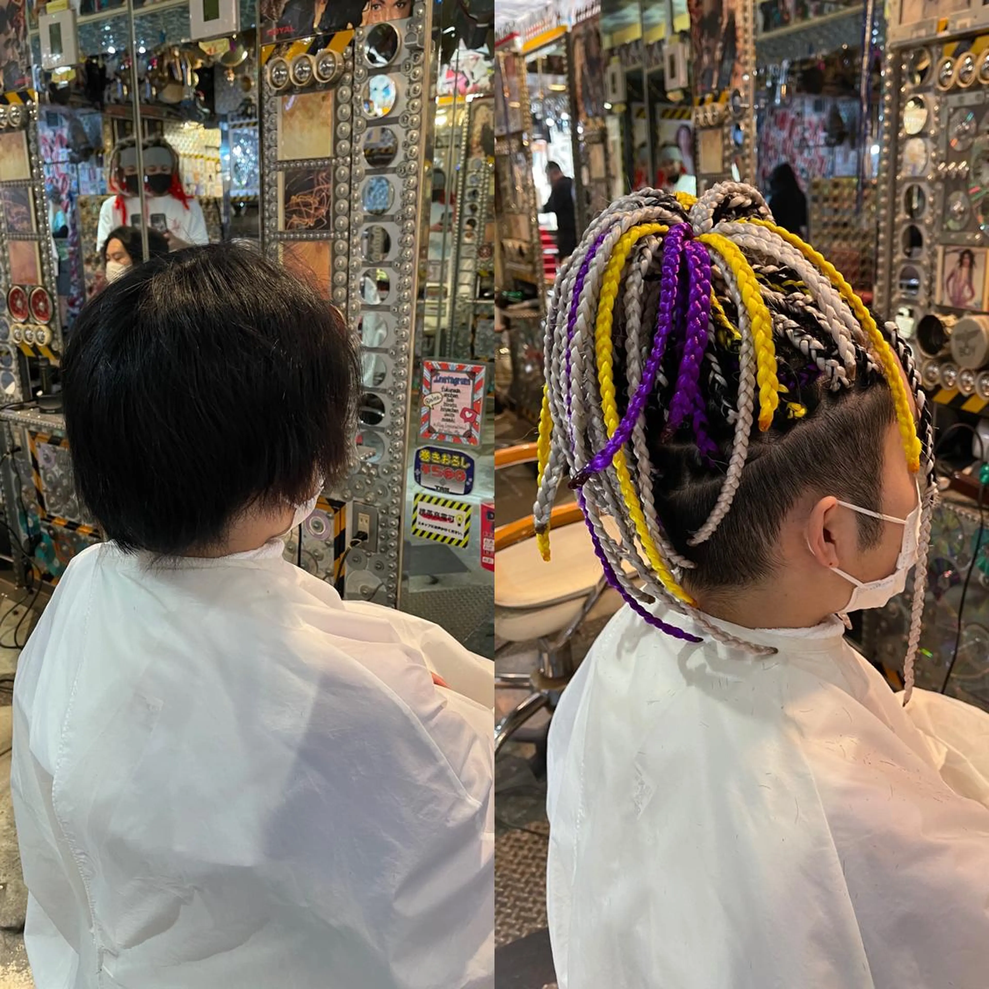 ショート カラー パーマ ヘアアレンジ メンズ レッドカラー 🌈派手髪エクステ ブレイズ🌈ひろとのヘアスタイル