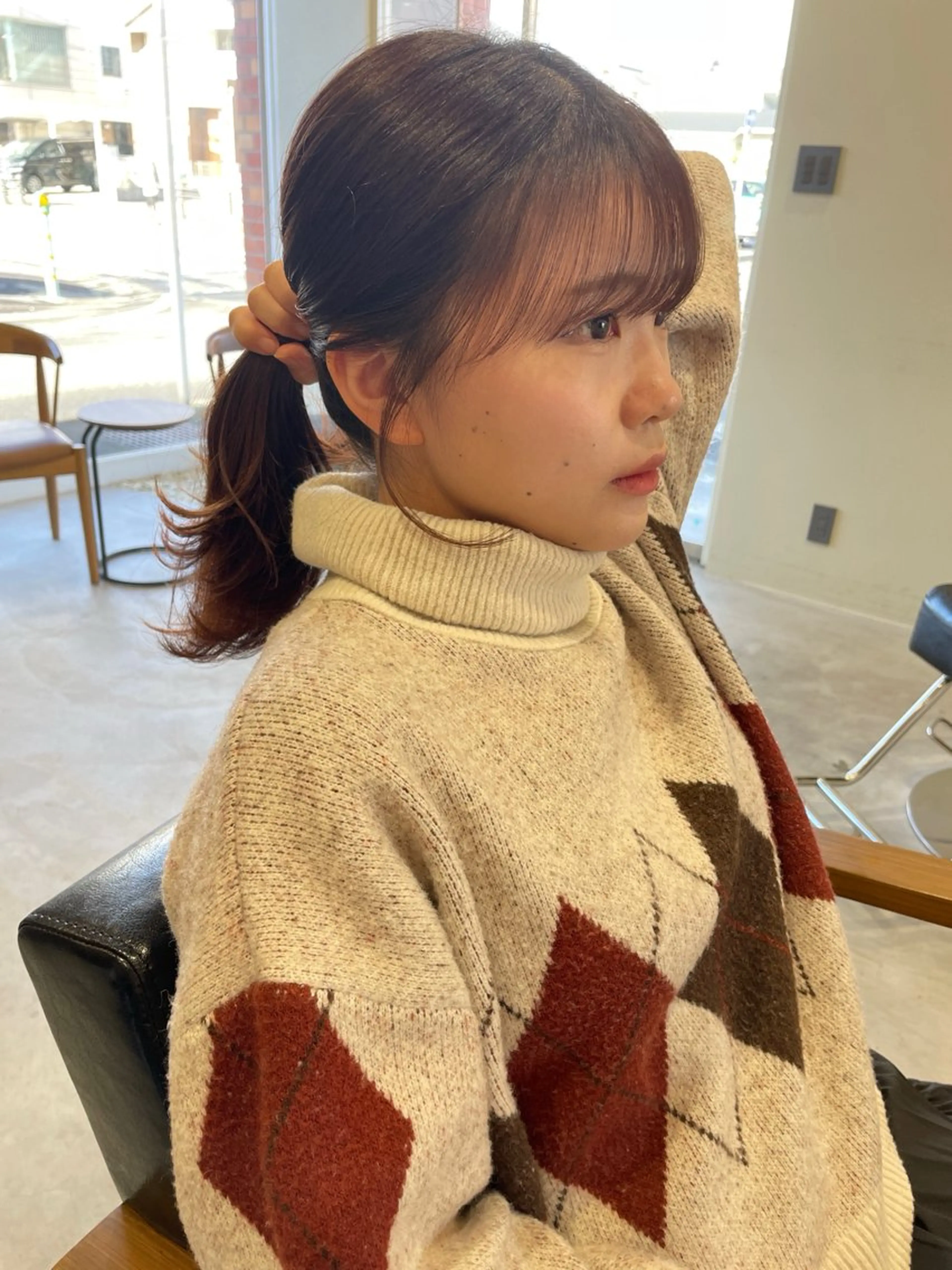 ミディアム カラー 顔周りカット おくれ毛 ヘアセット大募集 ˗ˋˏairiˎˊ˗のヘアスタイル