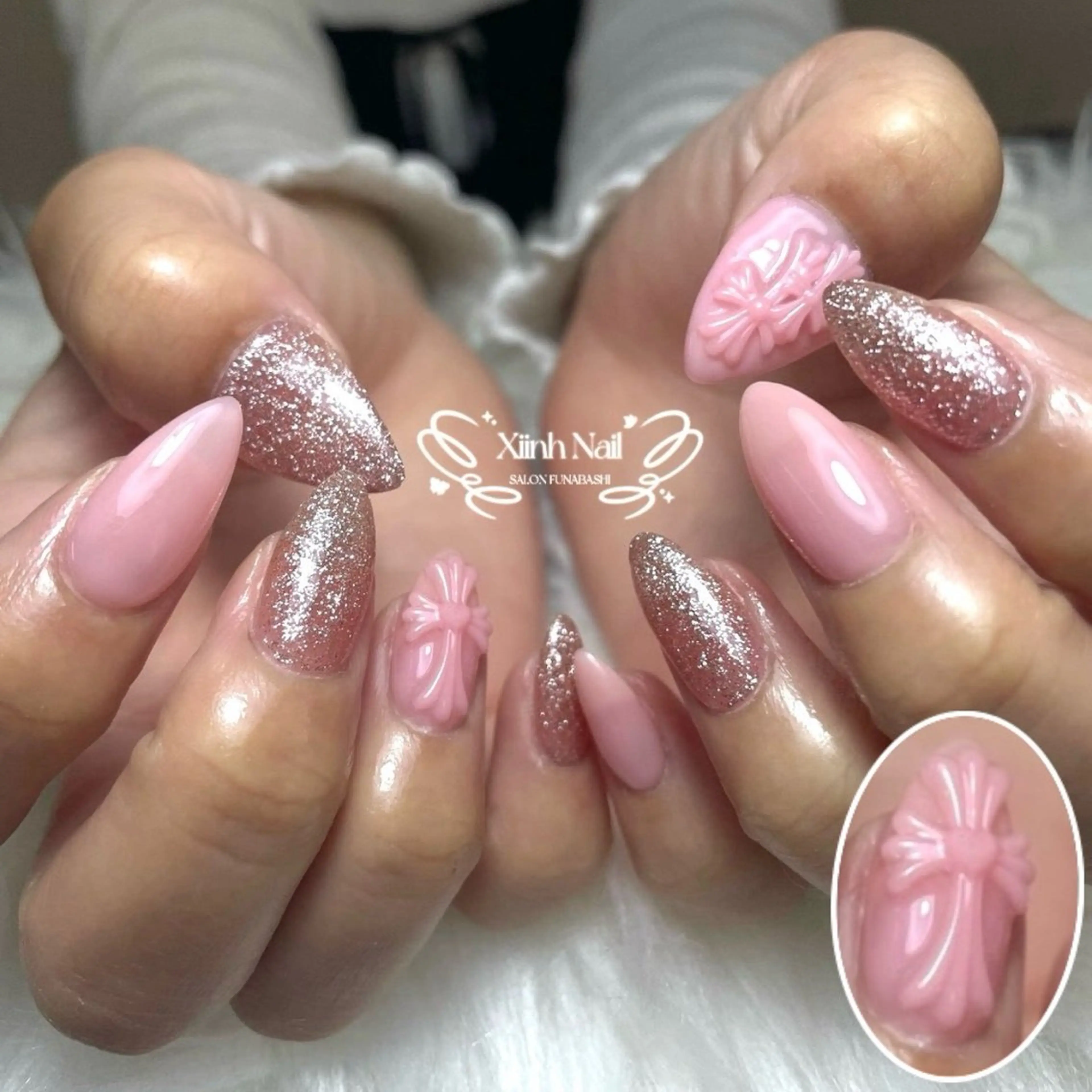 ネイル チークネイル 桜ネイル 長さ出し フットネイル ジェルネイル ハンドネイル XIINH NAIL SALONのネイルデザイン