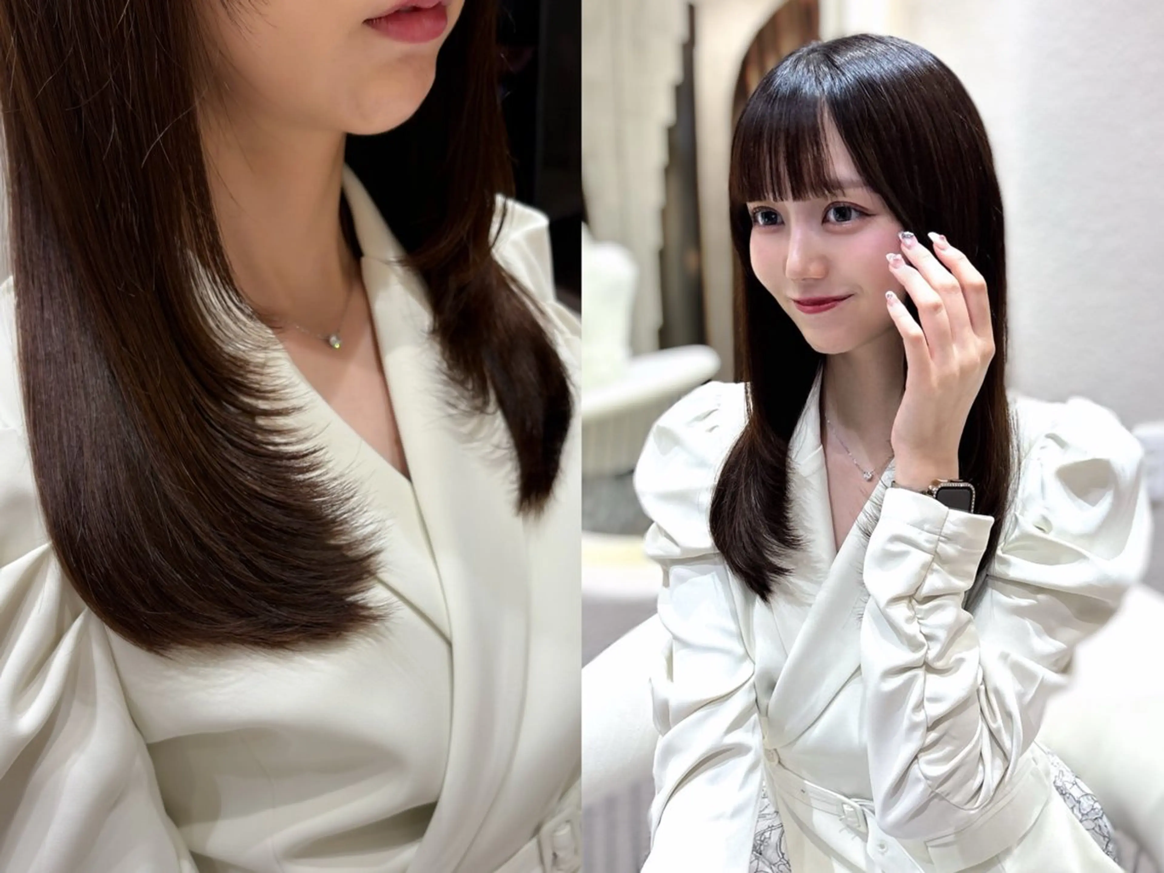 セミロング カット トリートメント ヘアセット 上品♡韓国レイヤー 🤍のの🤍のヘアスタイル