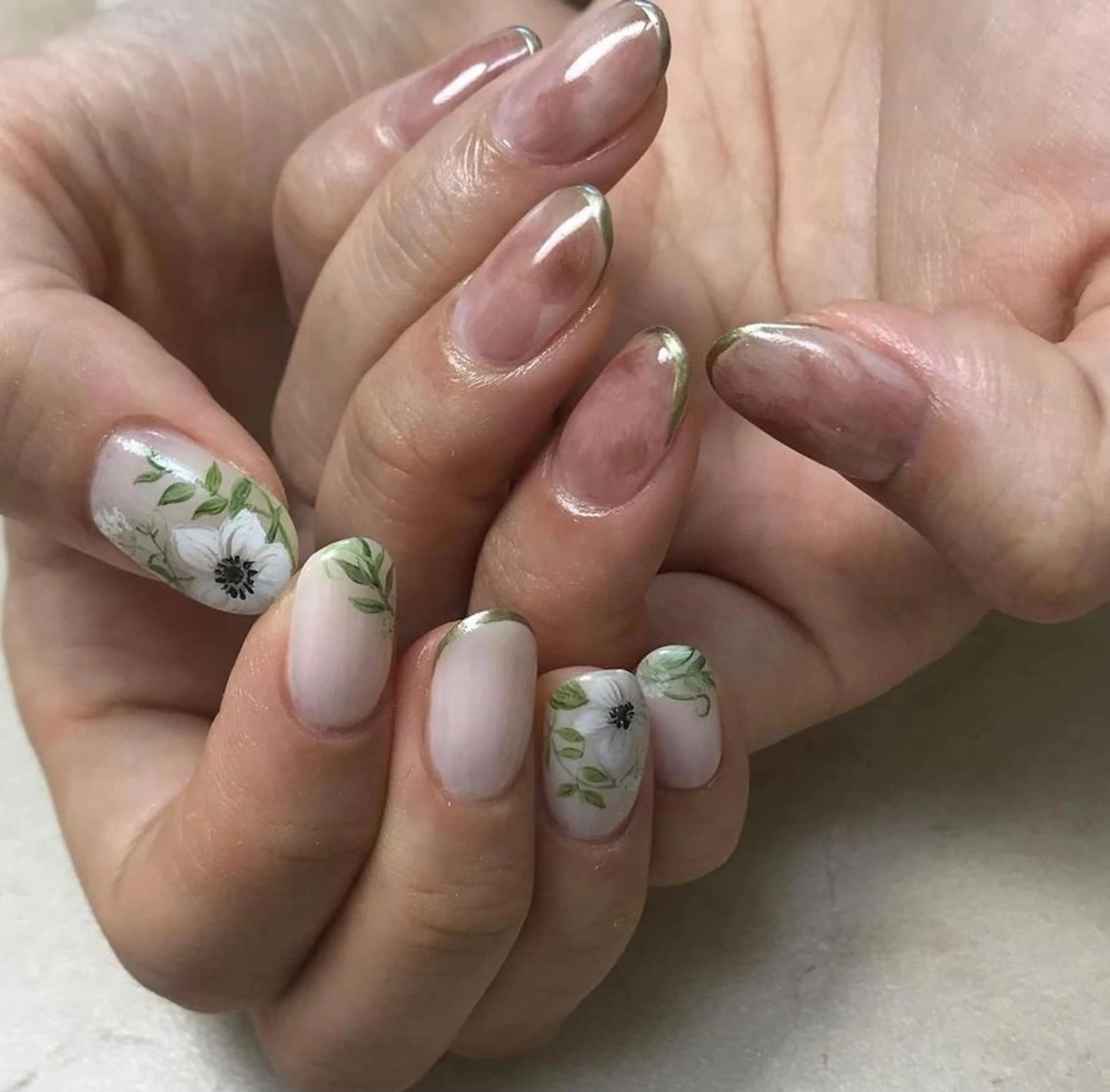 ネイル フラワーネイル ニュアンスネイル ハンドネイル mellow mのネイルデザイン