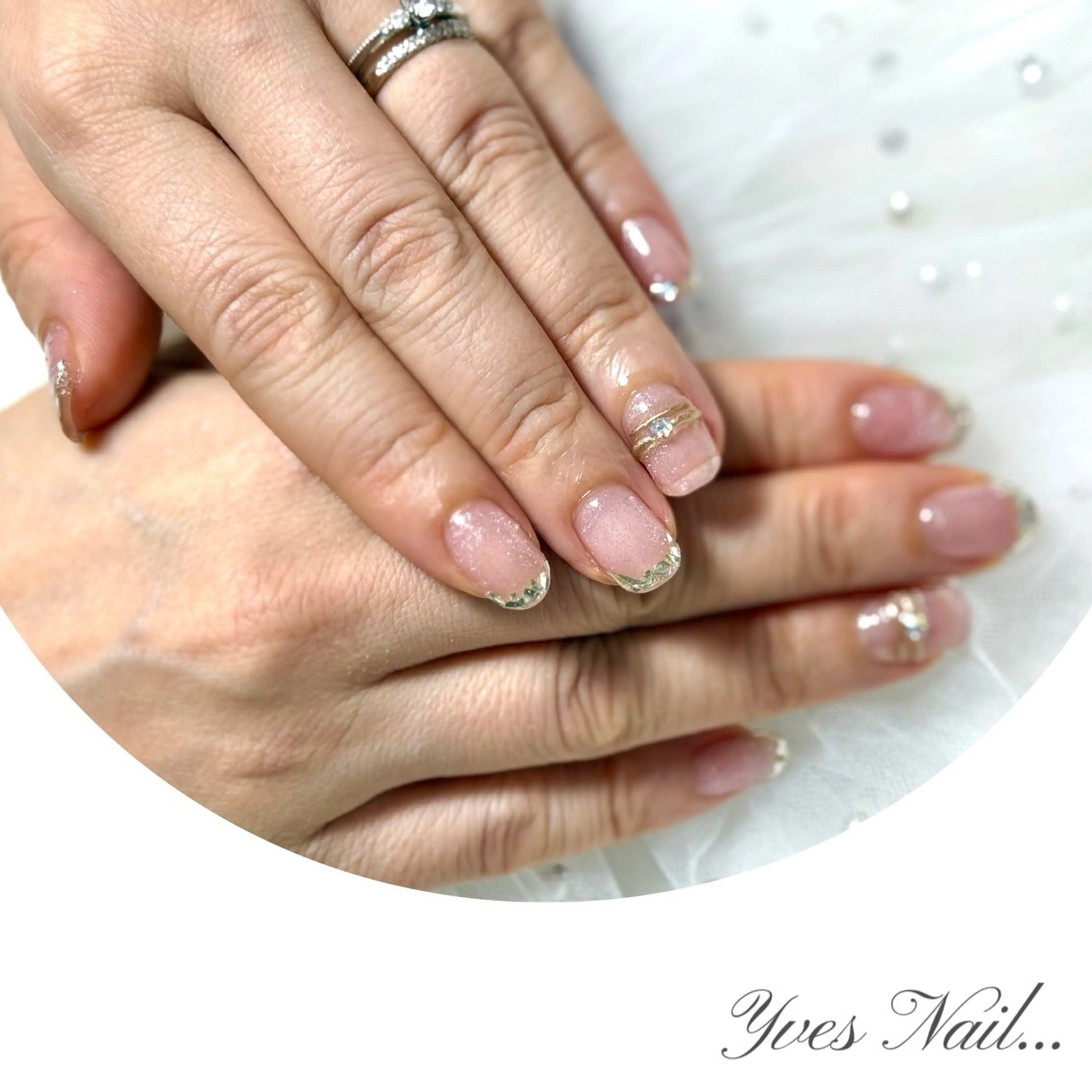 ネイル フレンチネイル ガラスフレンチ ハンドネイル kanno yのネイルデザイン