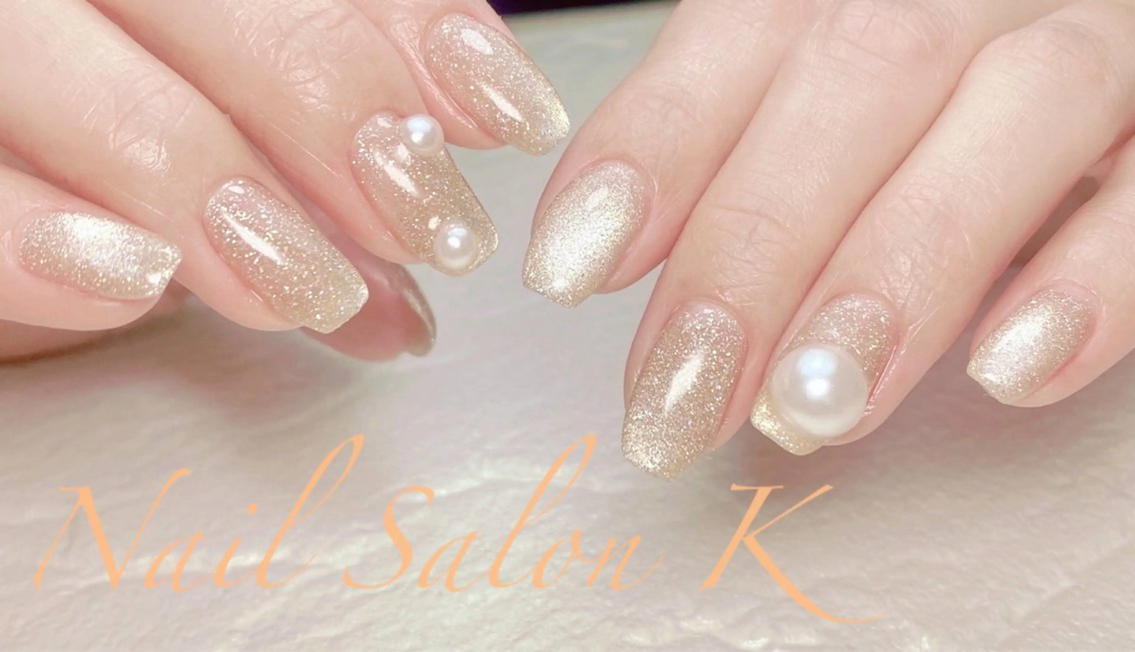 ネイル フラッシュネイル ゴールド マグネットネイル ハンドネイル Nail Salon K 🧸美爪育成のネイルデザイン