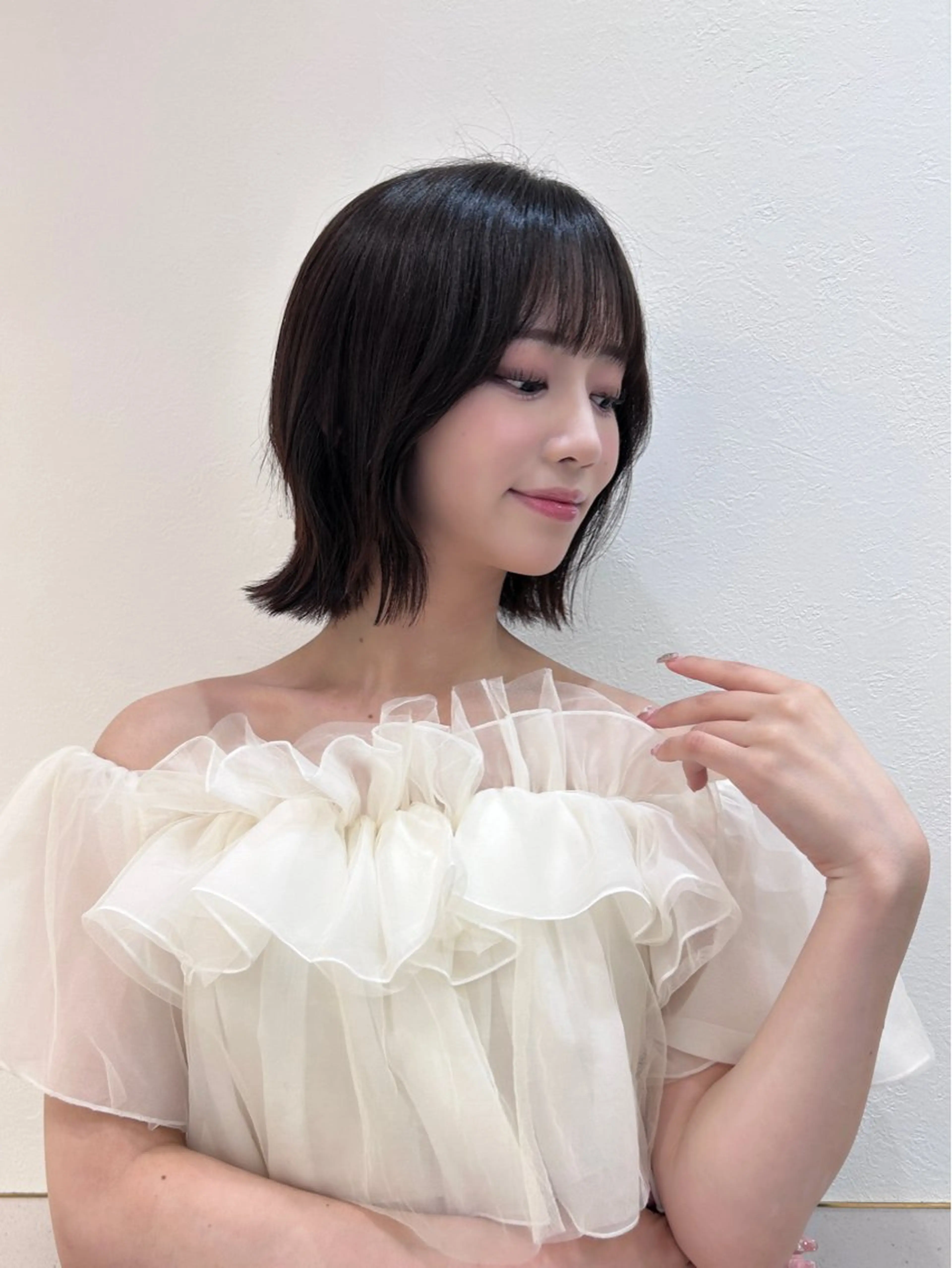 ショート ボブ 顔周りカット 韓国風ヘア 外ハネヘア ボブ/レイヤーボブ/ 髪質改善/梶川 夏季のヘアスタイル