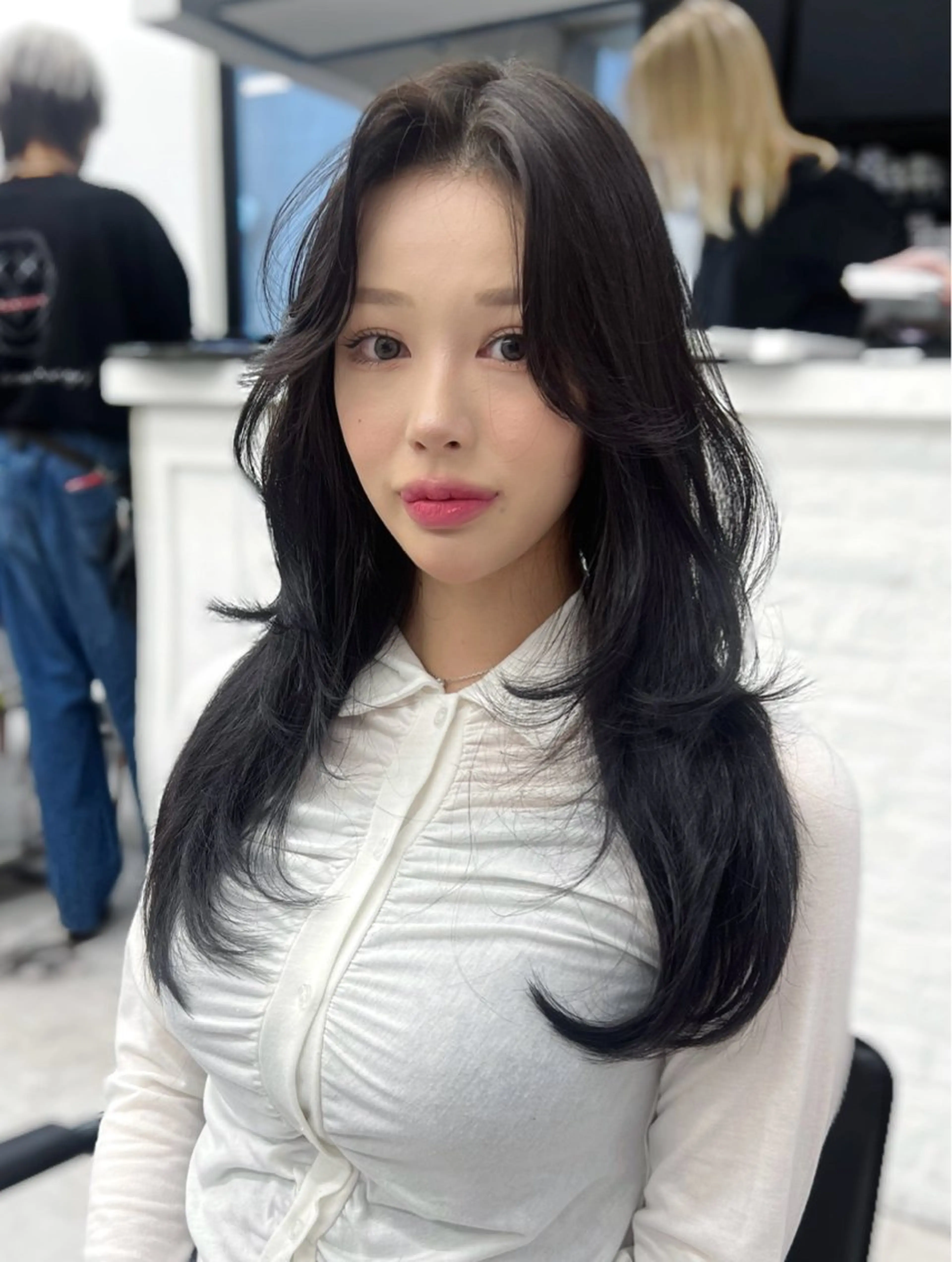 ロング カラー 韓国ヘア♡ 顔まわりカットayaのヘアスタイル