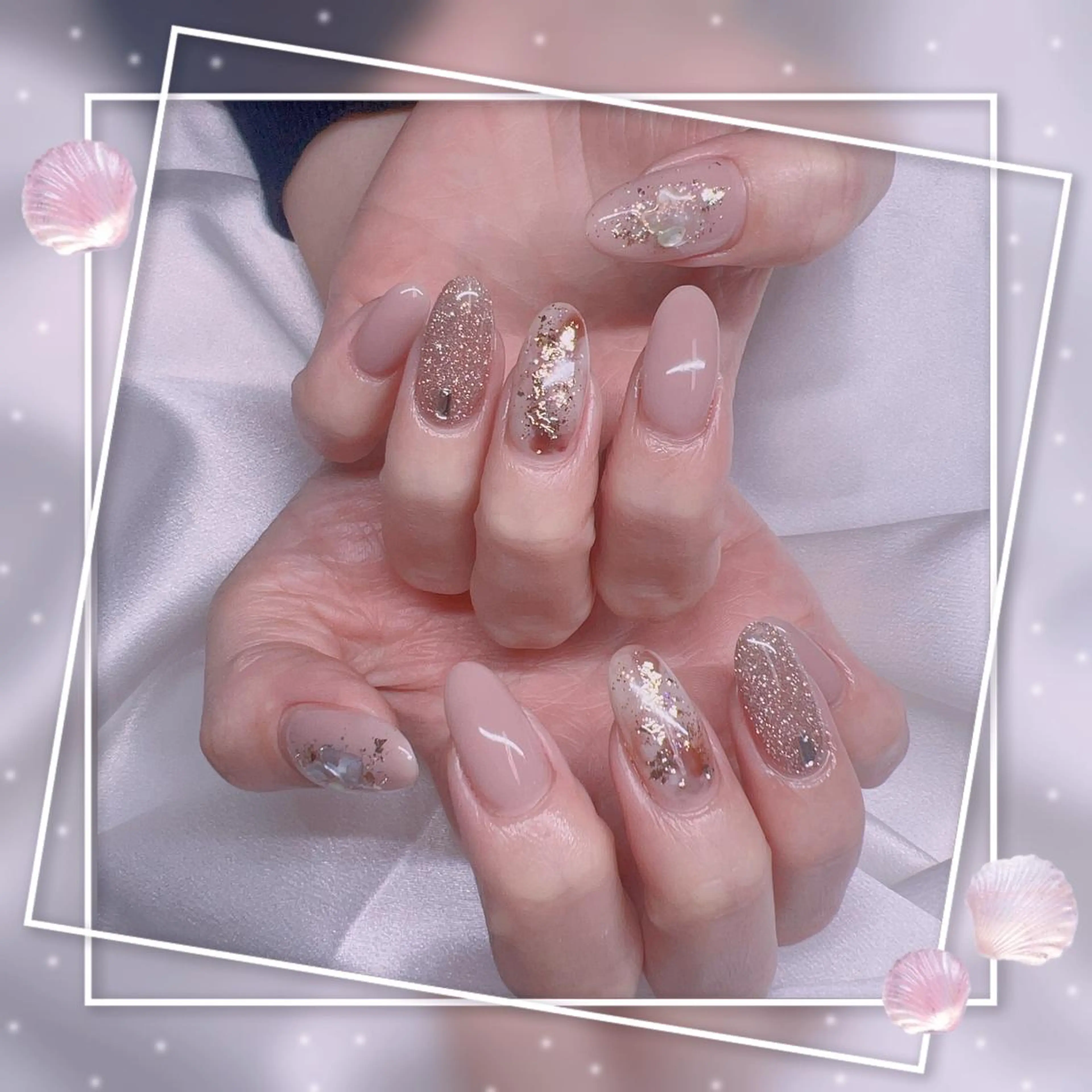 ネイル フレンチネイル キラキラネイル 韓国ネイル マグネットネイル マグネットフレンチ ハンドネイル Chill Nailsalonのネイルデザイン