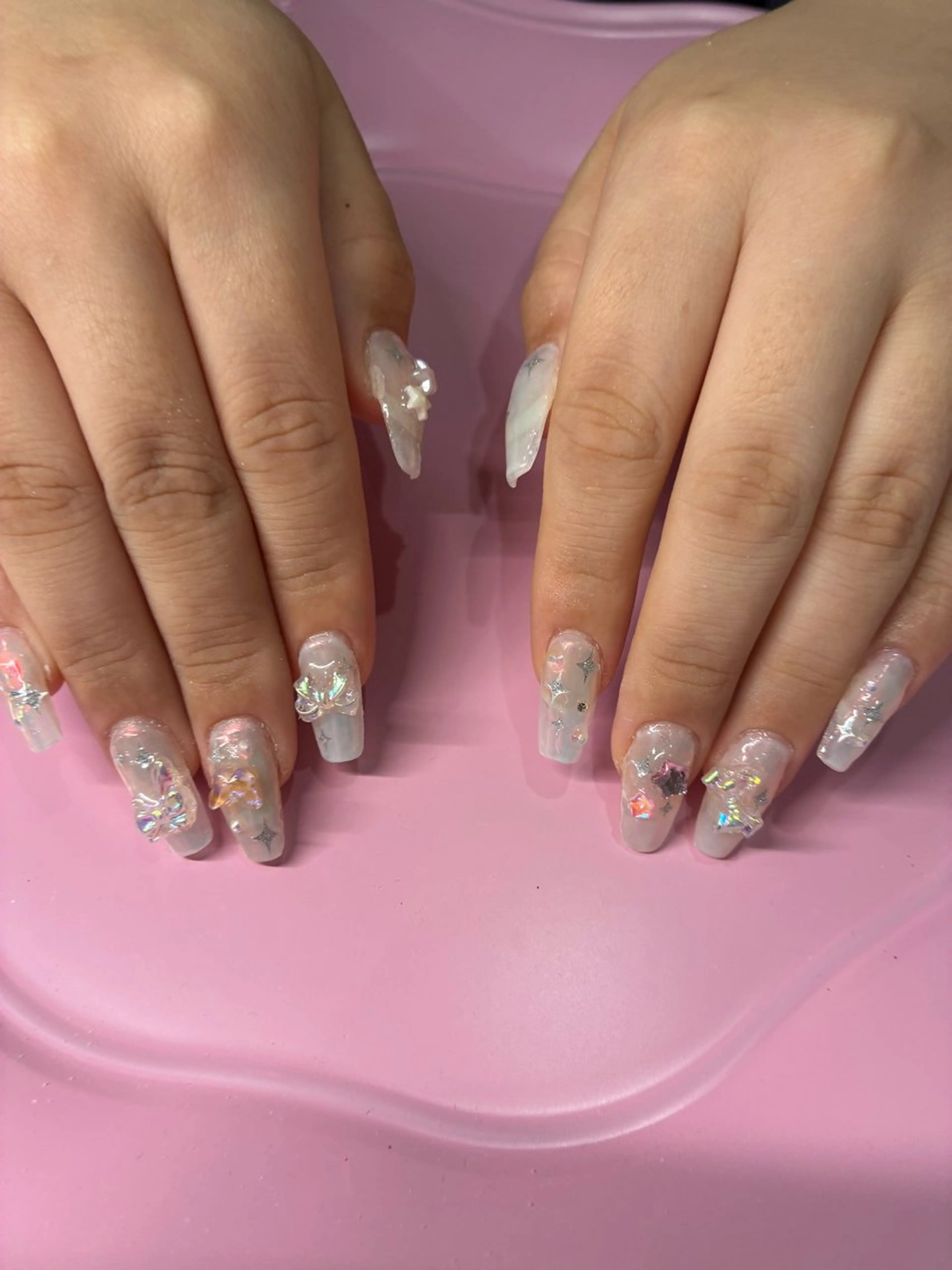 ネイル オーロラネイル 長さ出し mimi👑 kiyomiのネイルデザイン