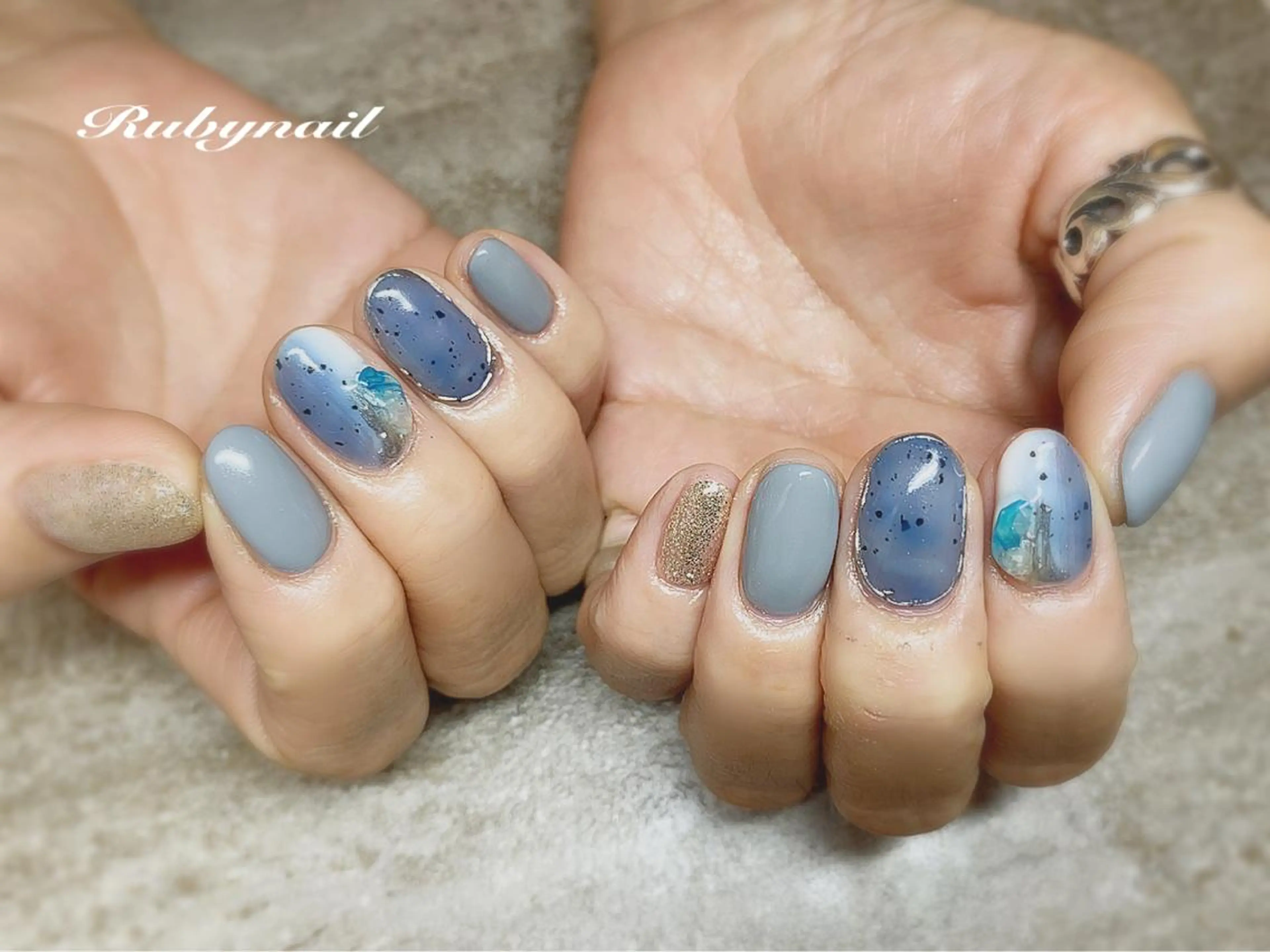 ネイル ブルー Rubynail所属・プライベートサロン Rubynailのネイルデザイン