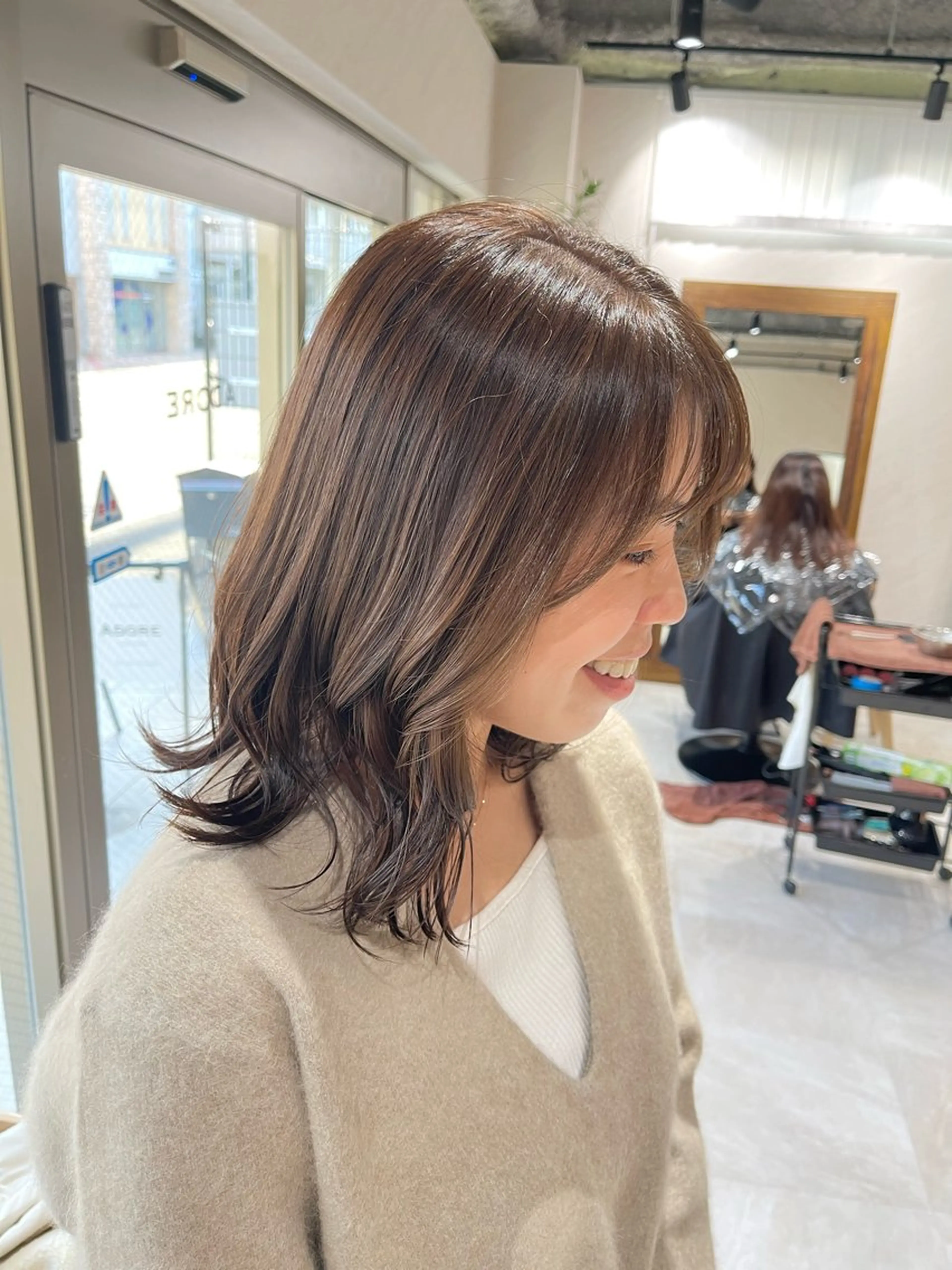 ミディアム カラー ベージュカラー オリーブベージュ ヘアカラー トリートメント 🩵ボブ/レイヤー /髪質改善🩵のヘアスタイル