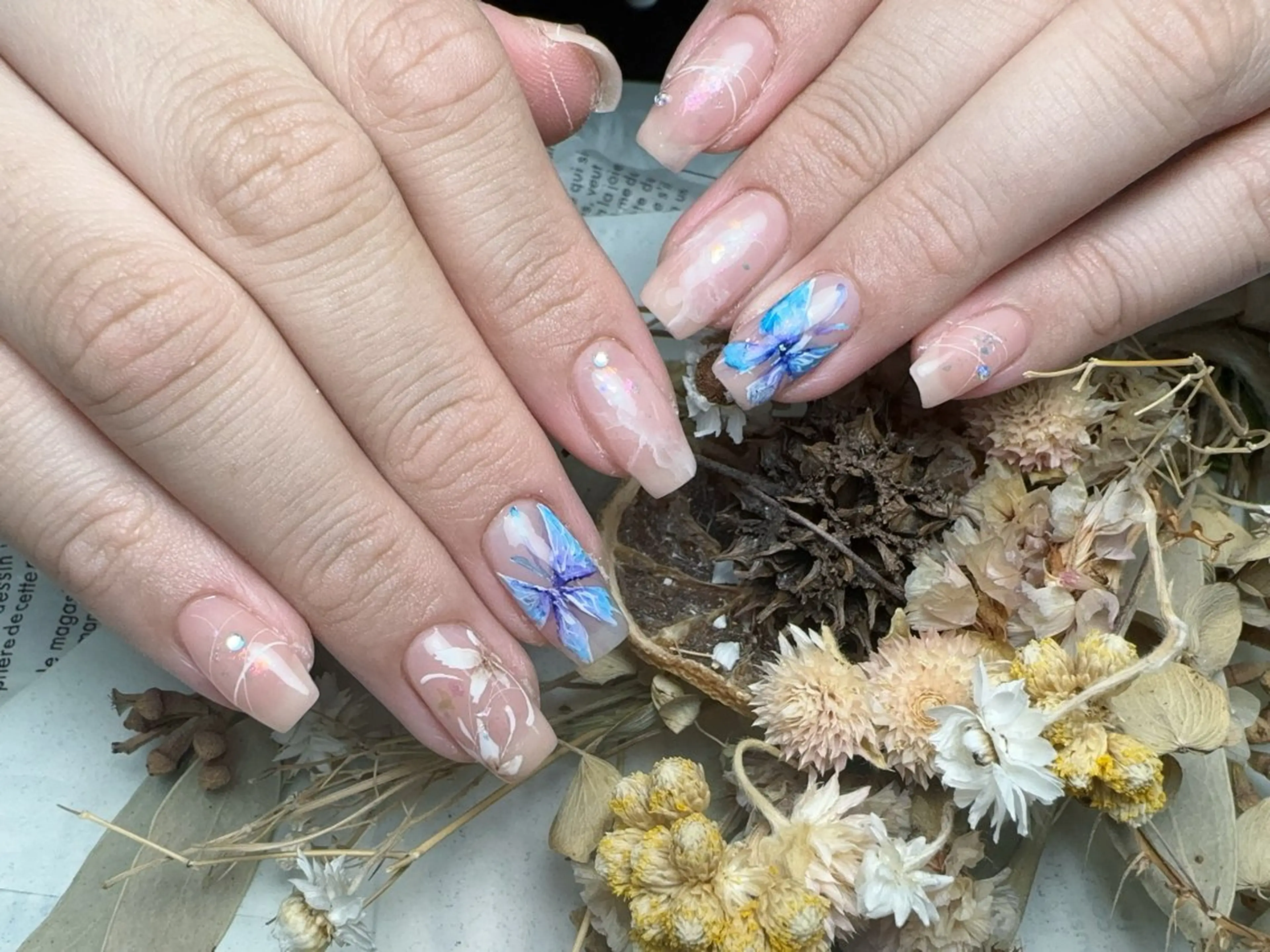 ネイル 長さ出し フレンチネイル ジェルネイル ガラスフレンチ 韓国ネイル ハンドネイル ハンドケア For U nail スカルプ専門店のネイルデザイン