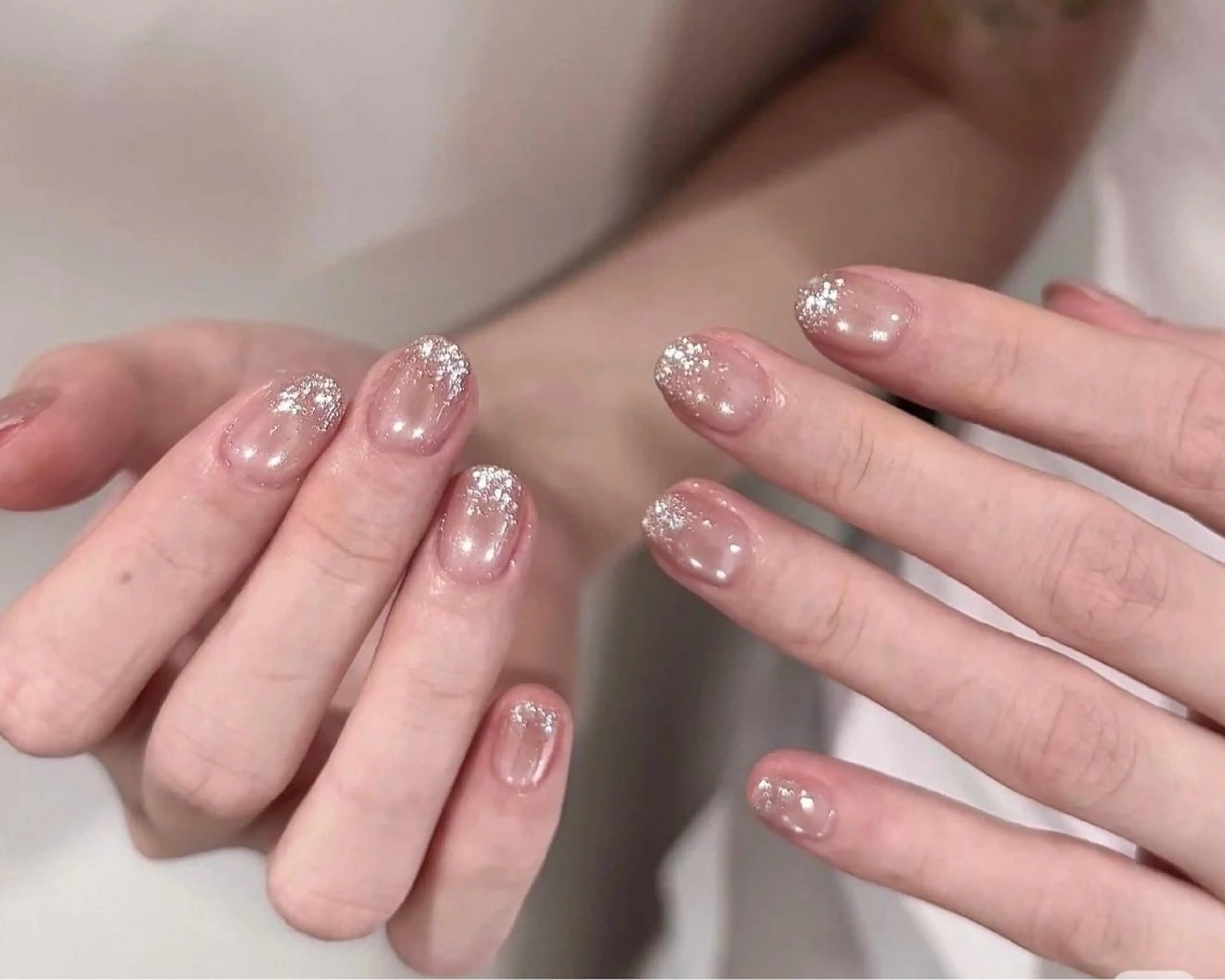 ネイル アートネイル オーロラネイル チークネイル フレンチネイル ガラスフレンチ ハンドネイル 🎀🎀YooLi Nail Salonのネイルデザイン
