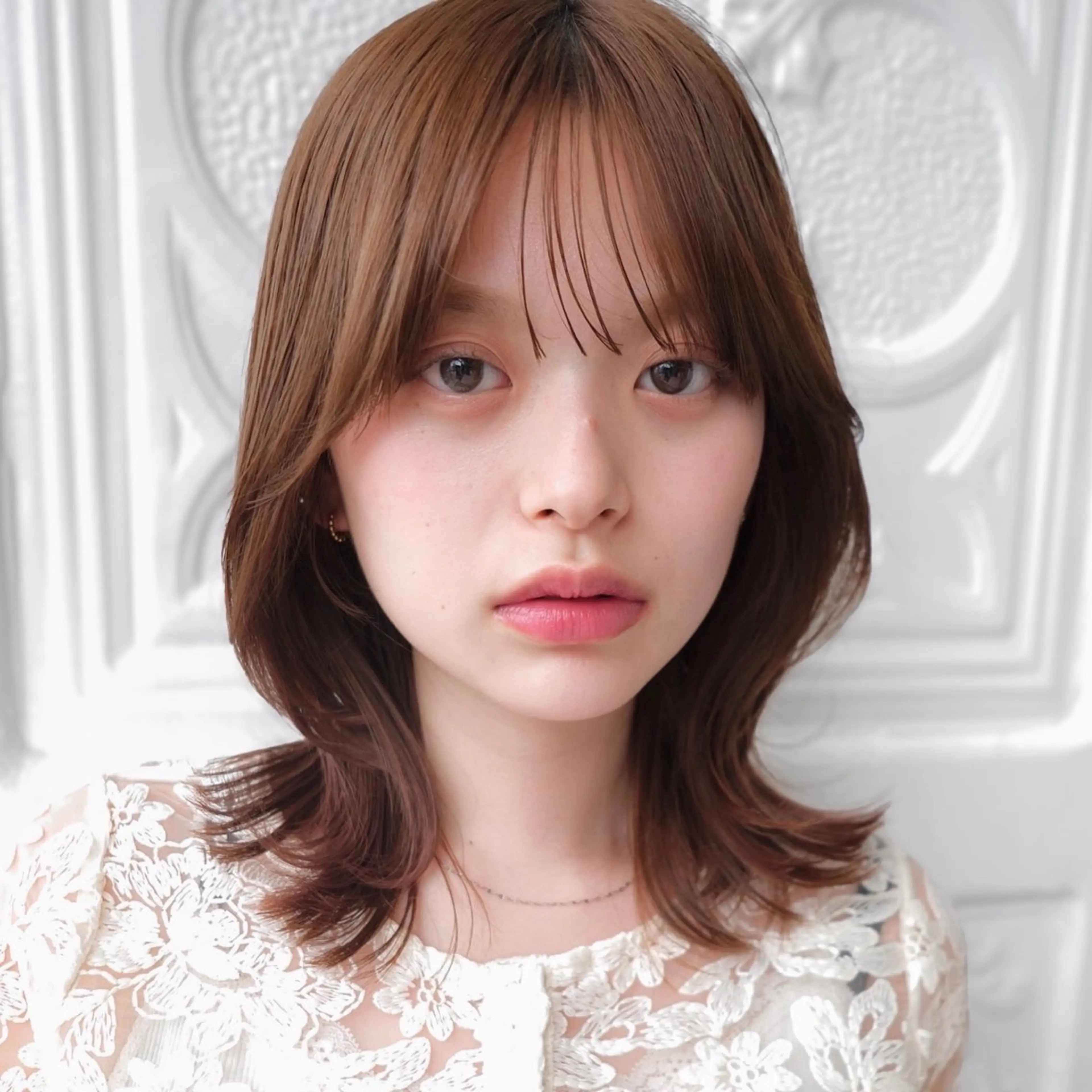 ミディアム カット 似合わせ/ベージュ /レイヤー/りほ🤍のヘアスタイル