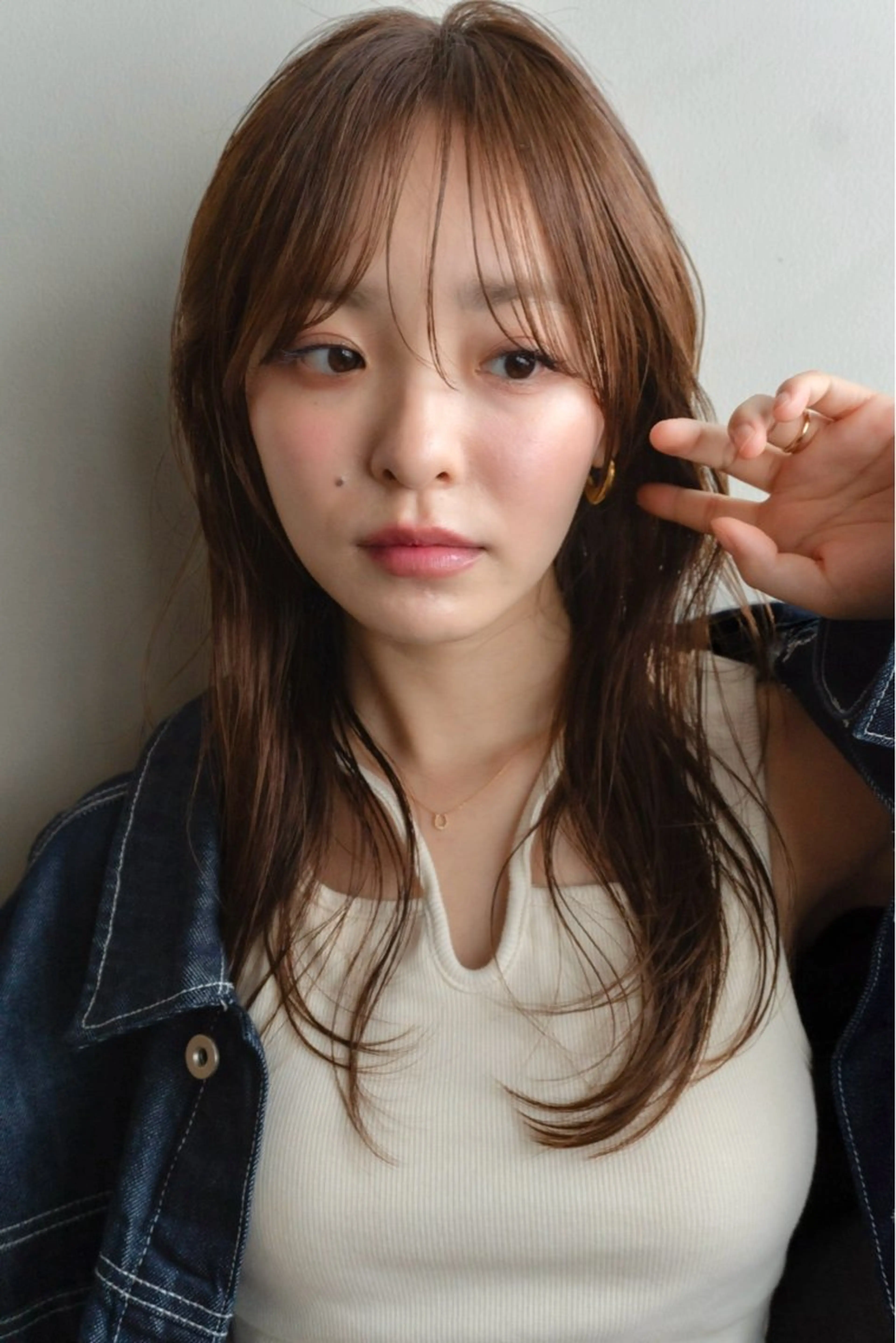 セミロング カラー ブラウンカラー 顔まわりレイヤー 顔周りカット レイヤーカット カット ヘアカラー トリートメント レイヤー/似合わせ TAKUYAのヘアスタイル