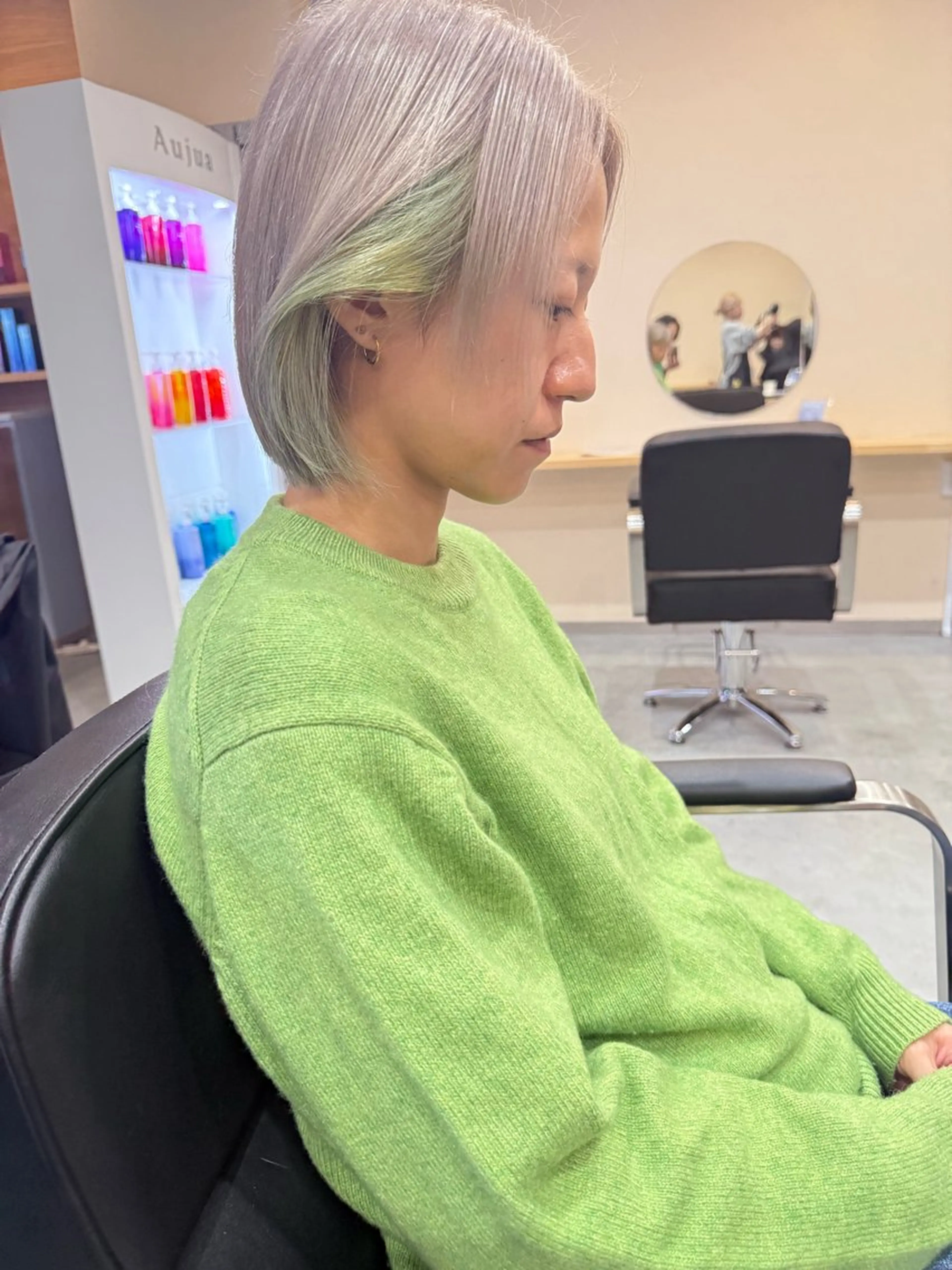 ミディアム ショートボブ ボブレイヤー ボブ 髪質改善 韓国風ヘア ヘアカラー suii..hair designのヘアスタイル