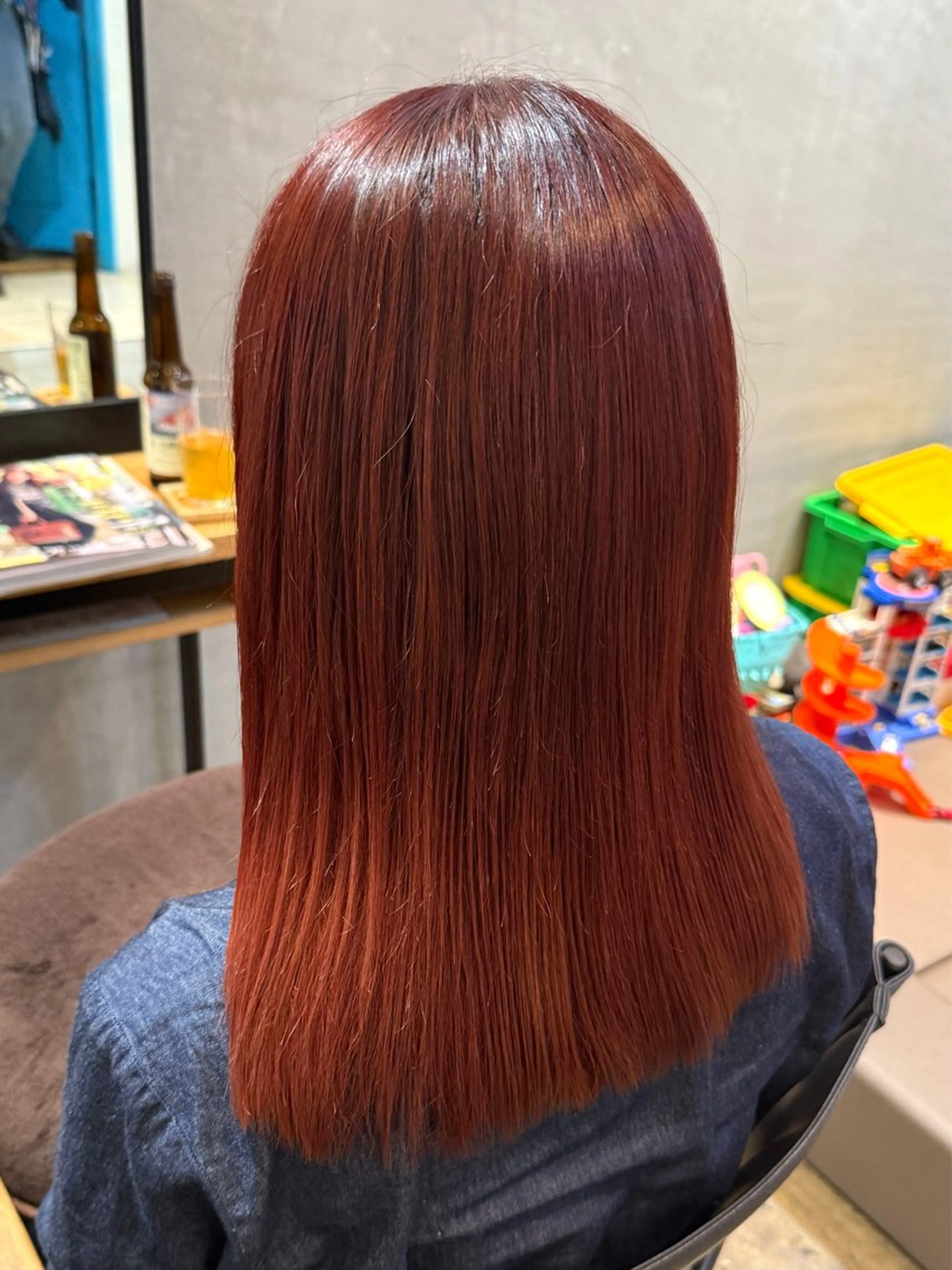 セミロング カラー オレンジ レッドカラー カット ヘアカラー トリートメント 透明感カラー/パーマ 🌀アオノのヘアスタイル