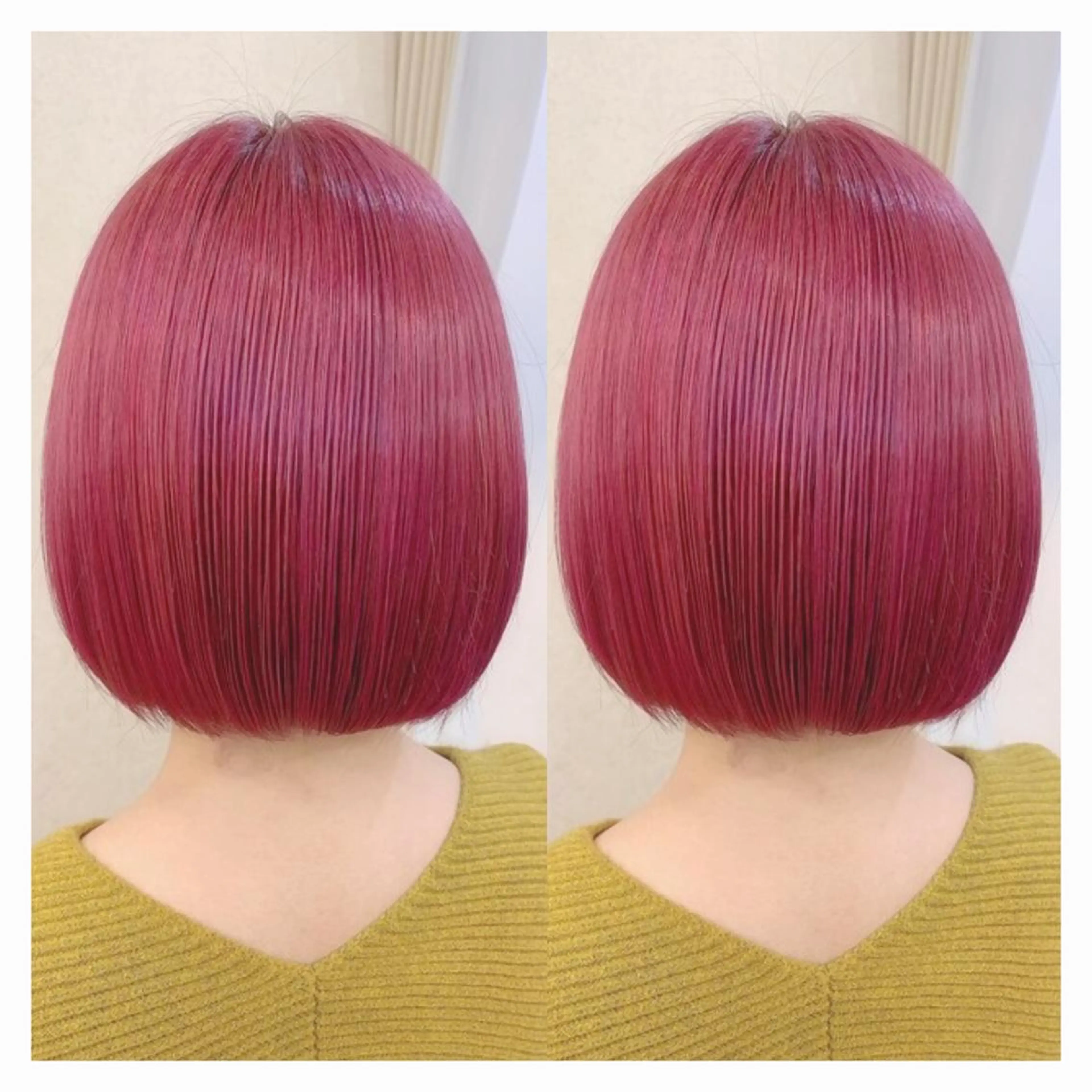 ショート カラー ピンクカラー 🖤kana/艶髪/ 韓国風暗髪カラー🖤のヘアスタイル