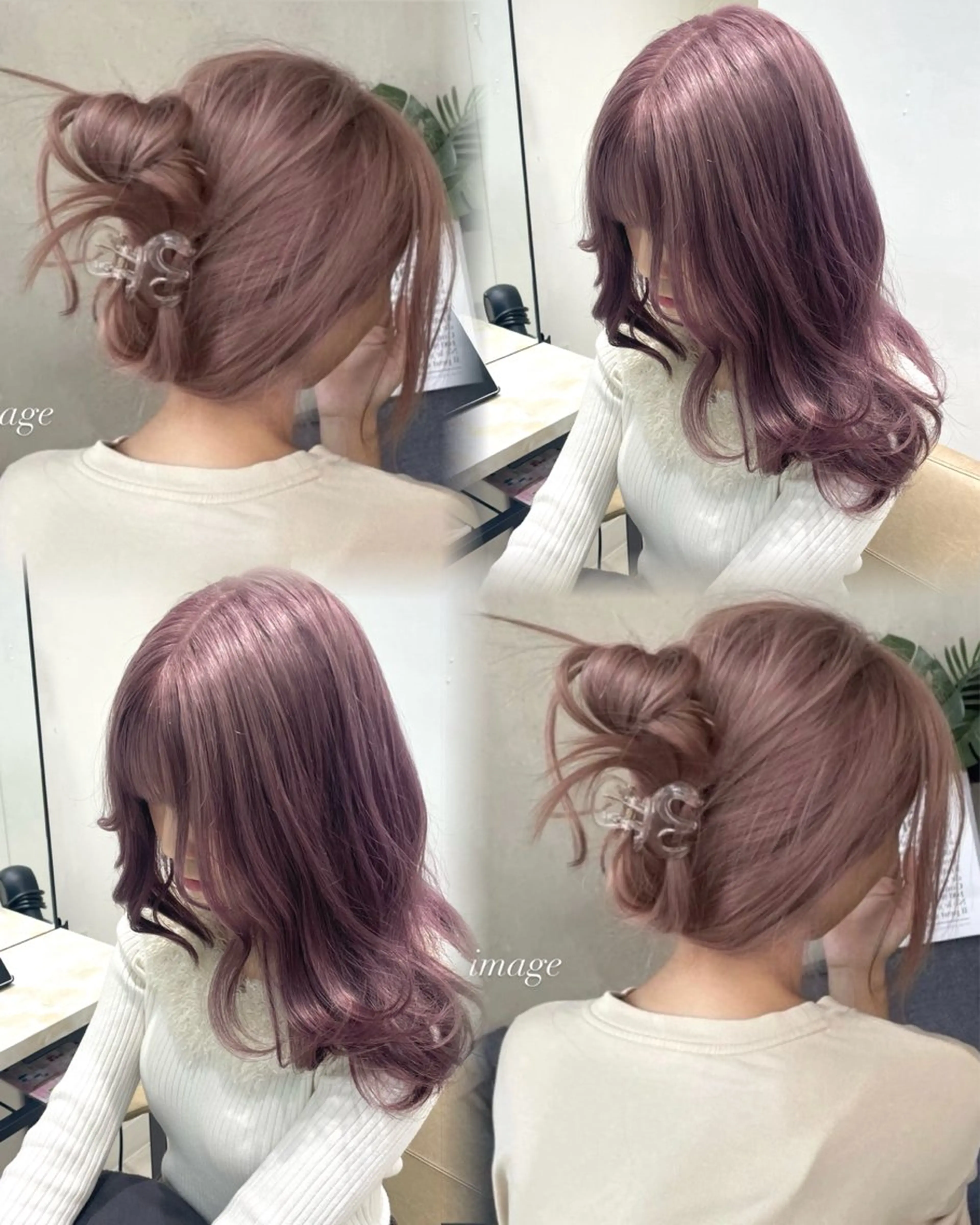 セミロング カラー ヘアカラー 韓国風ハッシュカット 似合わせレイヤー池袋のヘアスタイル