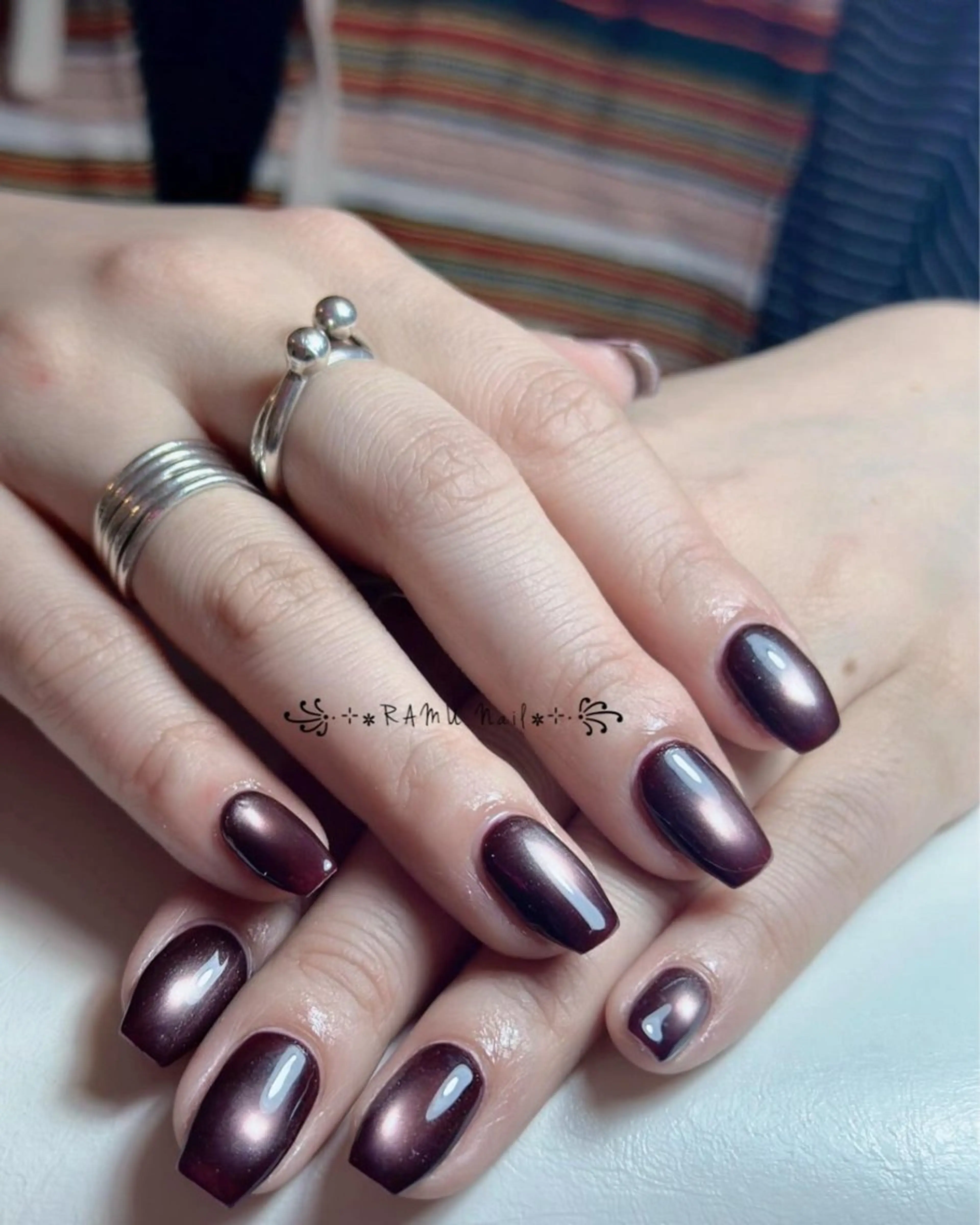 ネイル チークネイル グラデーション キラキラネイル マグネットネイル ネイルチップ ハンドネイル RAMU Nail 恵比寿店のネイルデザイン