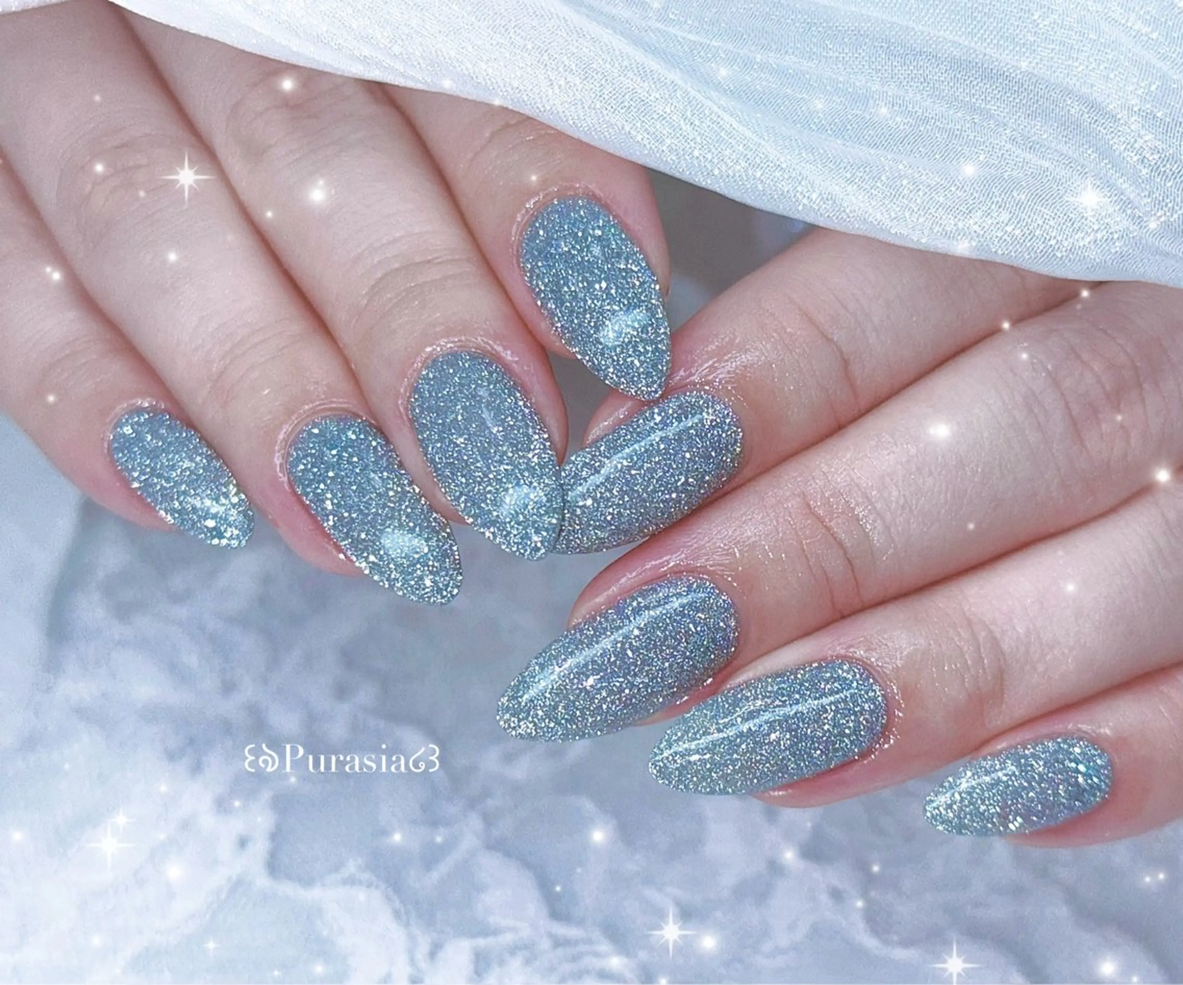 ネイル フラッシュネイル キラキラネイル 韓国ネイル ワンホンネイル ハンドネイル Purasia高橋✧ マグ/ワンホン/地雷のネイルデザイン