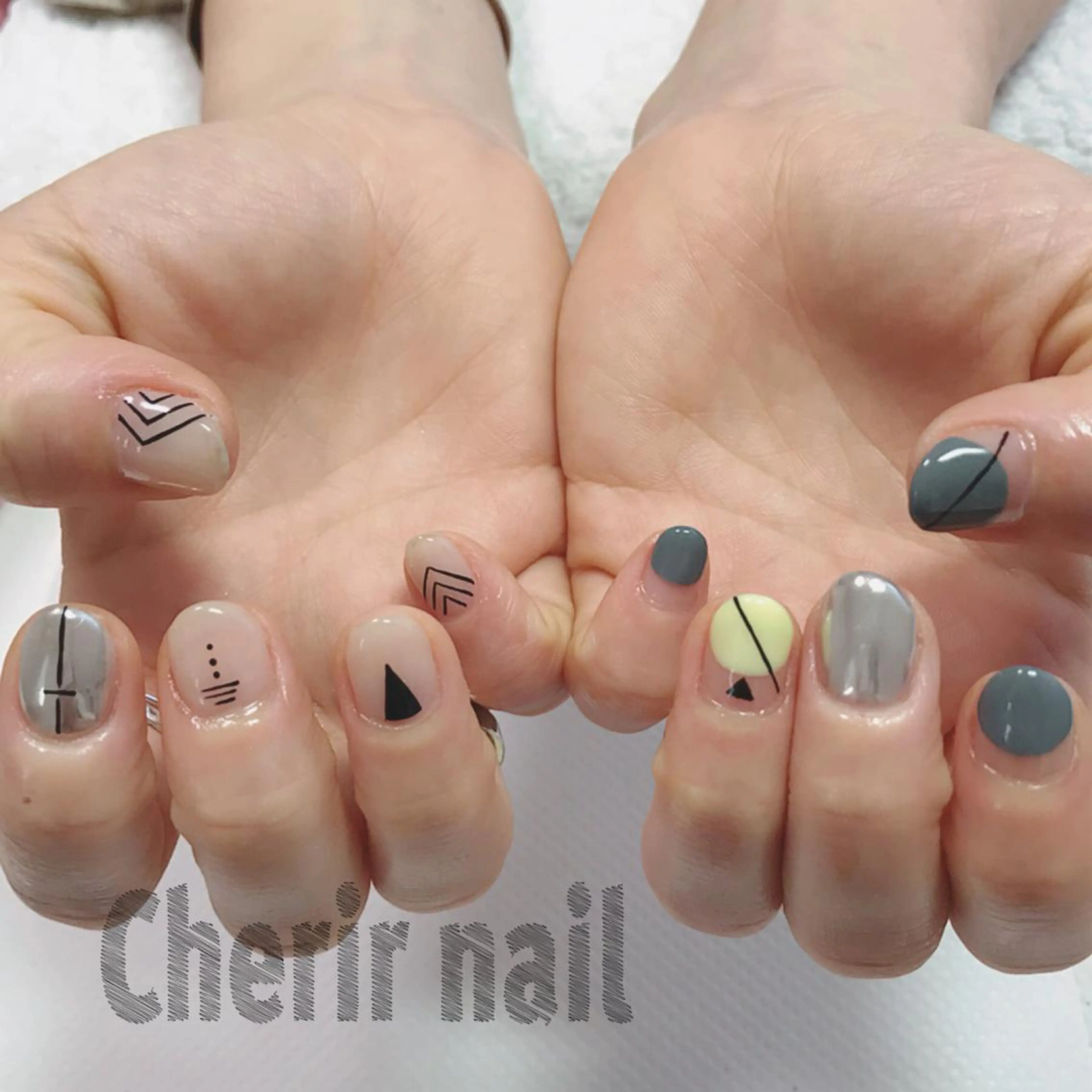ネイル アートネイル クリアネイル フレンチネイル ミラーネイル Cherirnail kaoriのネイルデザイン