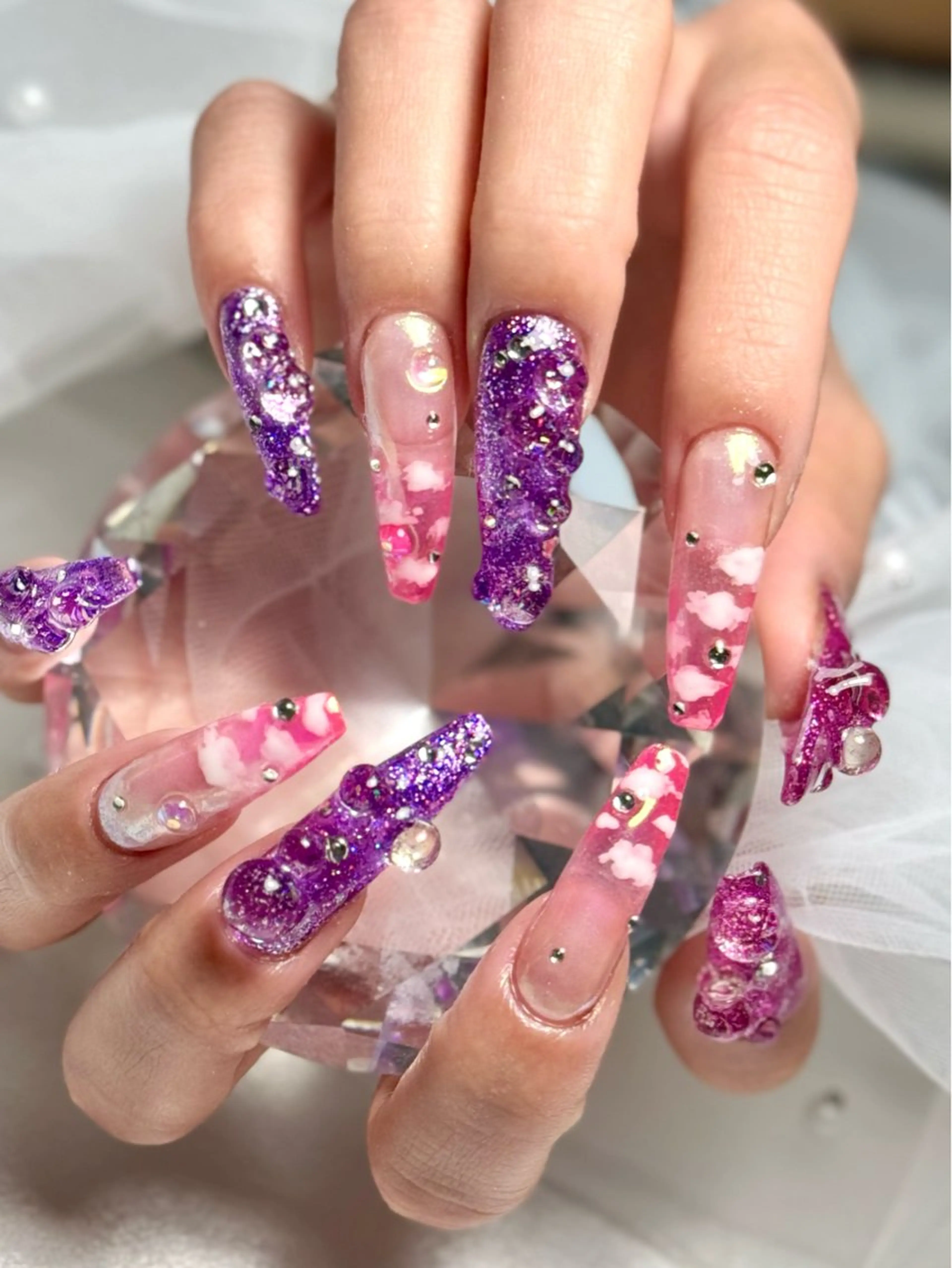 ネイル アートネイル ロングネイル スーパーロングネイル ハンドネイル salon luge あめ🍬のネイルデザイン