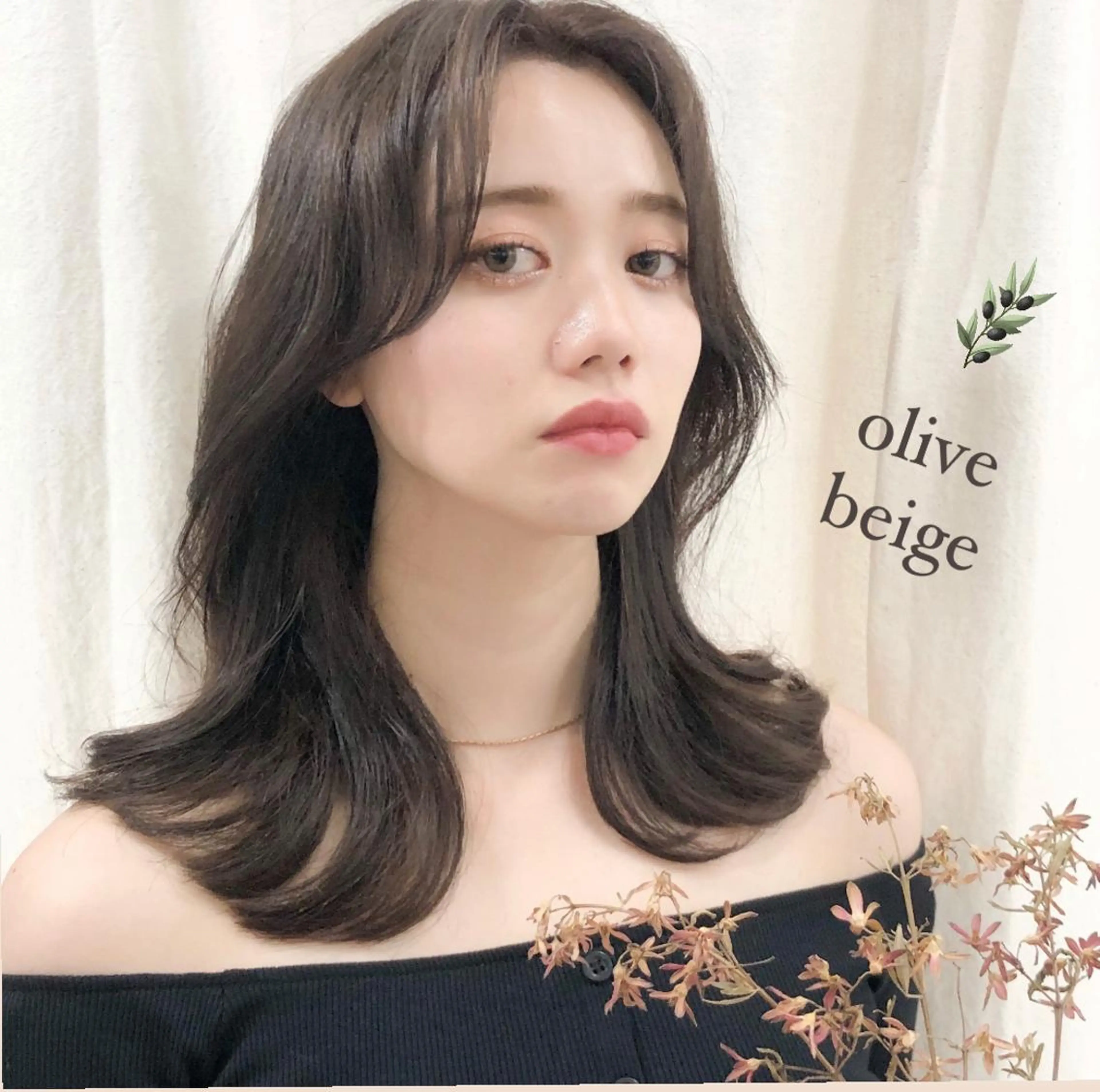 セミロング カラー ベージュカラー オリーブベージュ くびれヘア 韓国風ヘア カット ヘアカラー トリートメント 透明感カラー×小 顔レイヤー♡ヒデさんのヘアスタイル