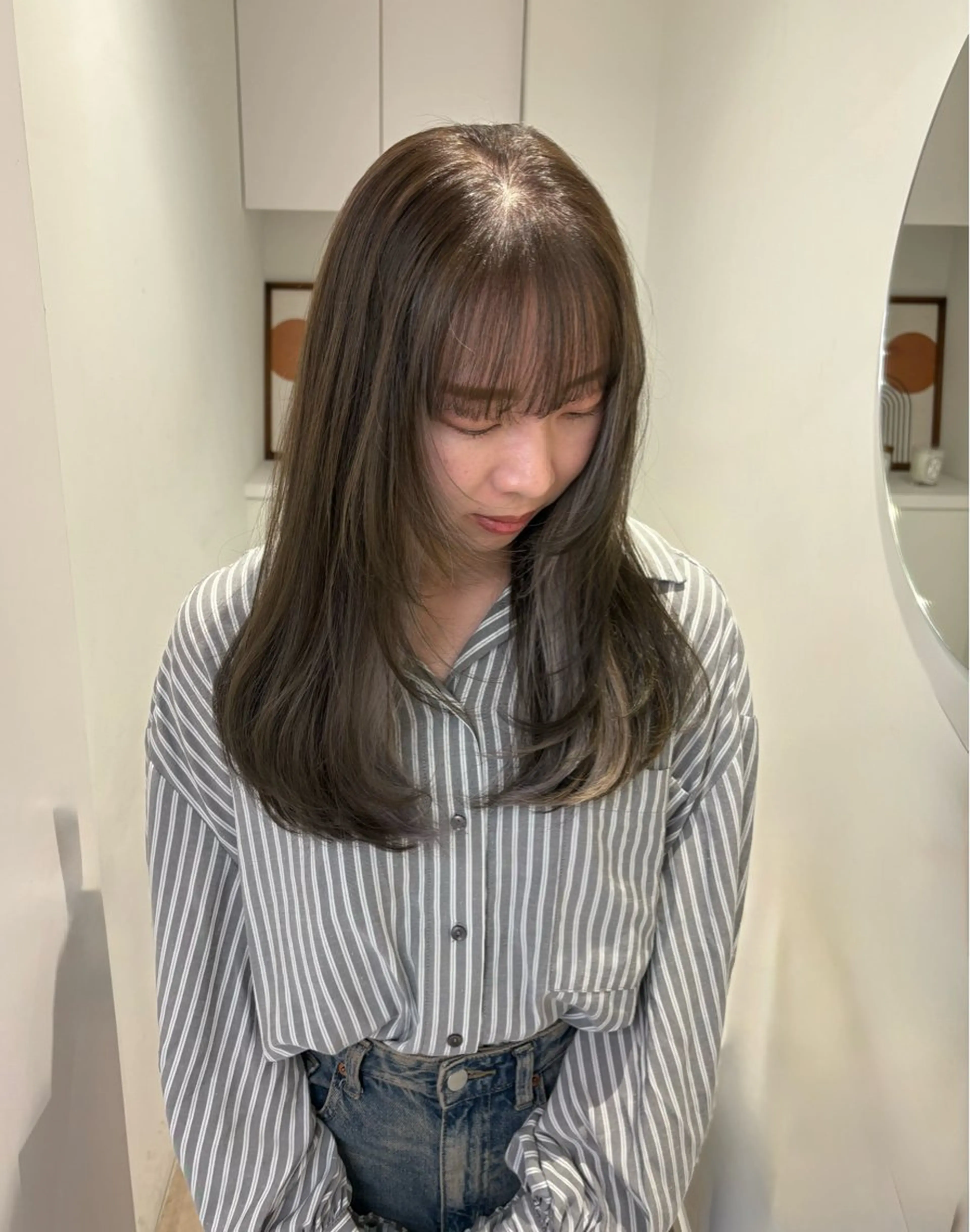 ロング カラー グレージュ オリーブグレージュ オリーブグレー シルバー ヘアカラー 透明感カラー🫧 nanohaのヘアスタイル