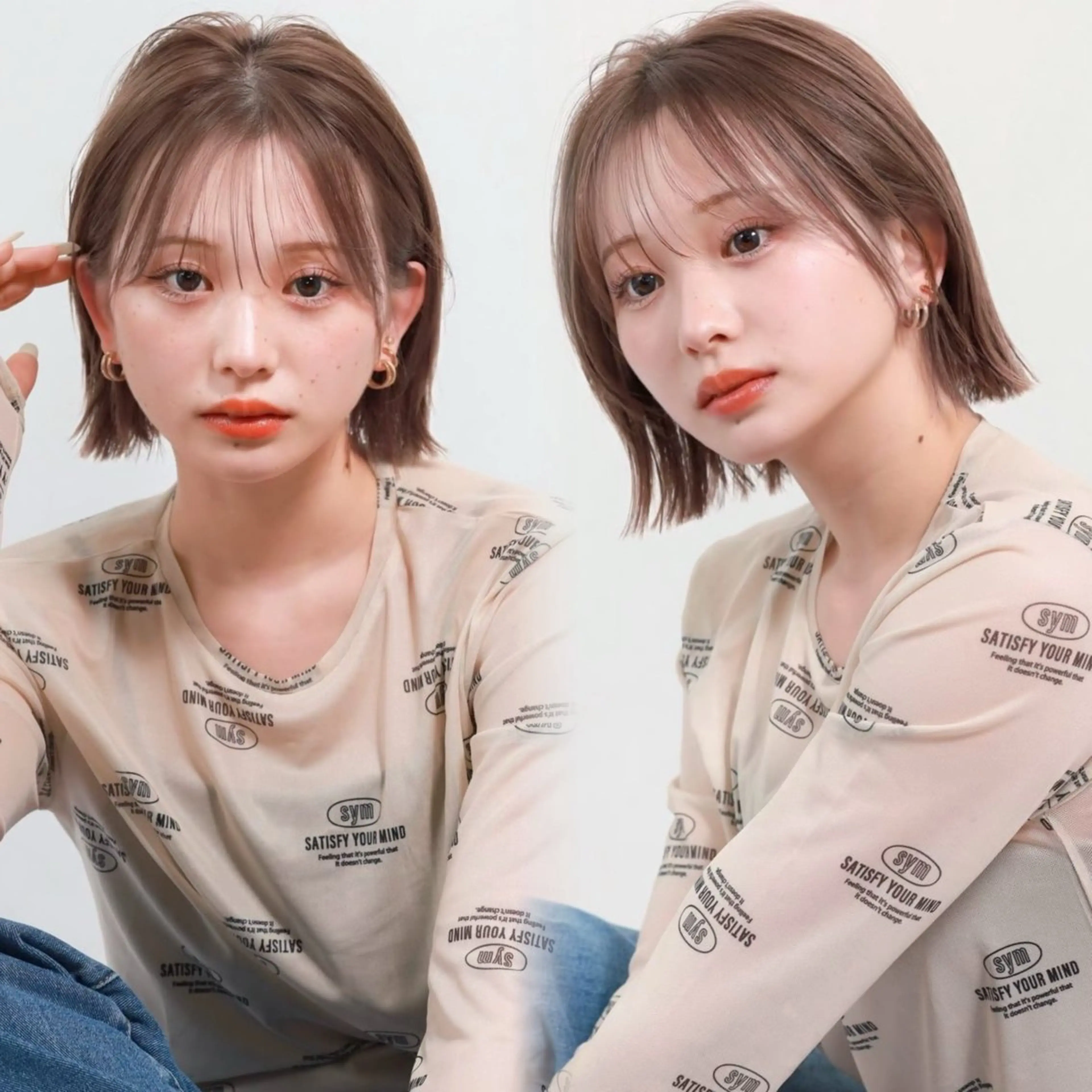 ショート カラー ベージュカラー ブリーチ 透明感カラー ブリーチなしカラー ボブ ボブ/レイヤーカット /表参道 yunaのヘアスタイル