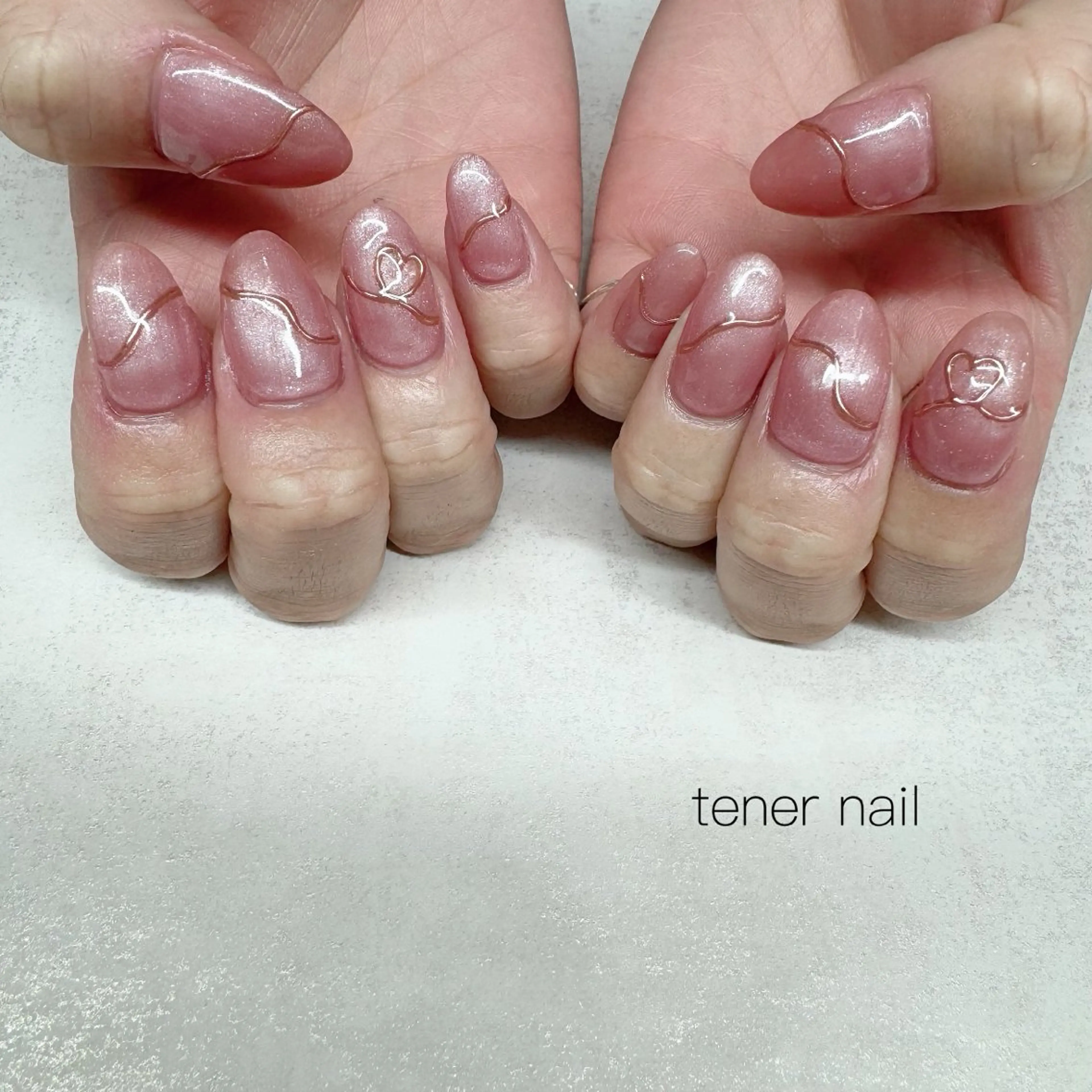ネイル ハート ミラーネイル ハンドネイル テネルネイル tener nailのネイルデザイン
