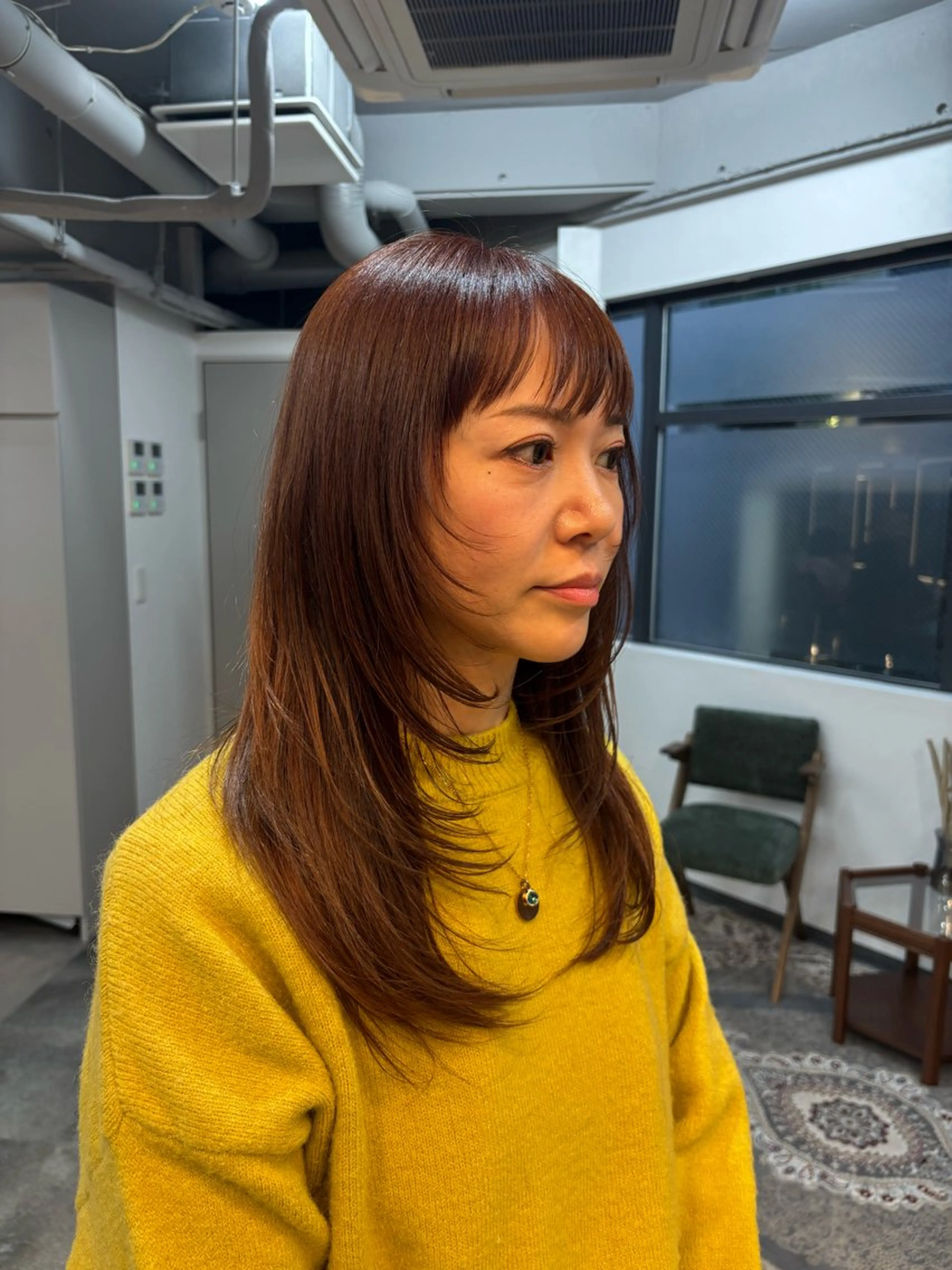セミロング カラー カット ヘアカラー トリートメント レイヤー✂︎ぷつボブ 艶カラー🤍noaのヘアスタイル
