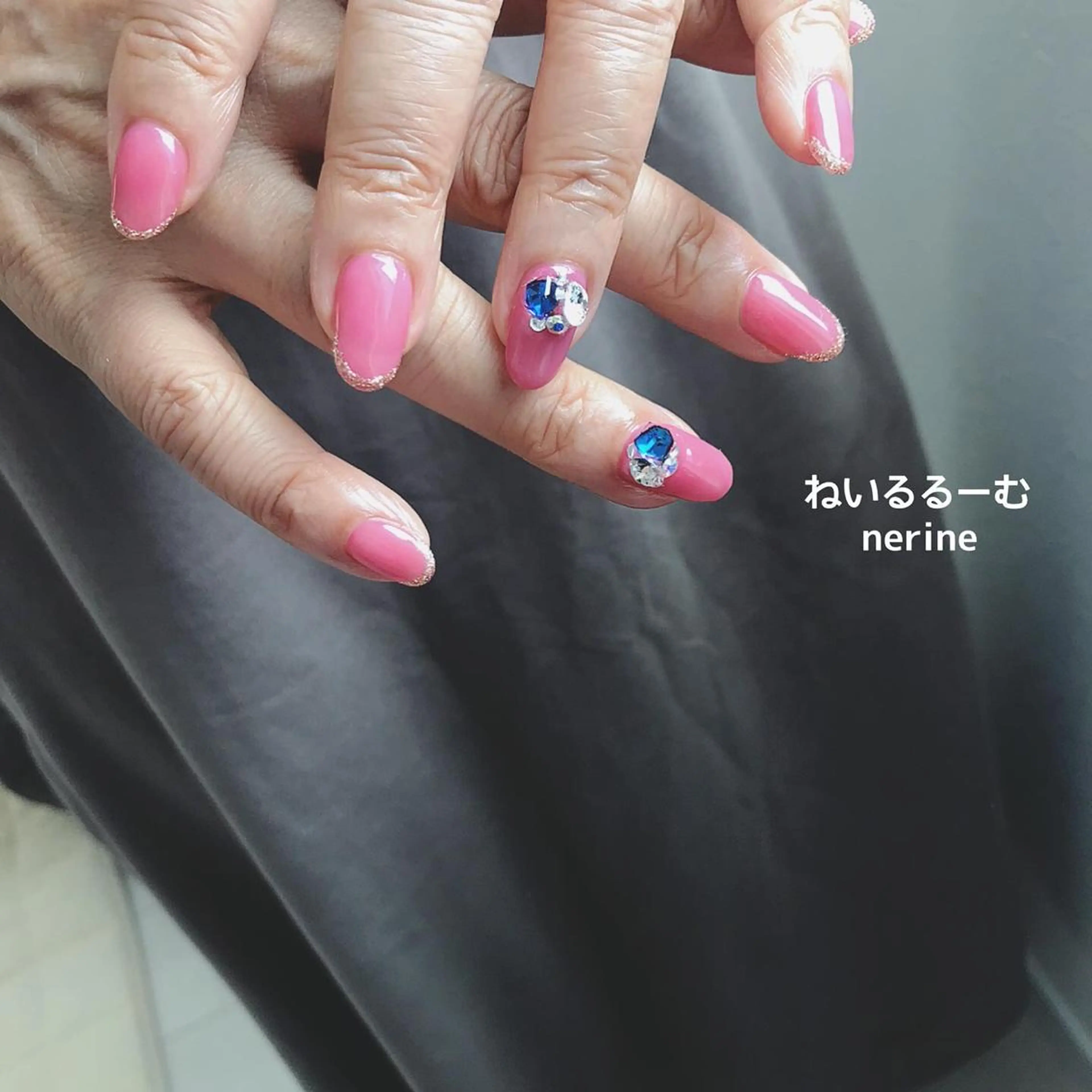 ネイル ブルー ストーンネイル NAILST Naomiのネイルデザイン