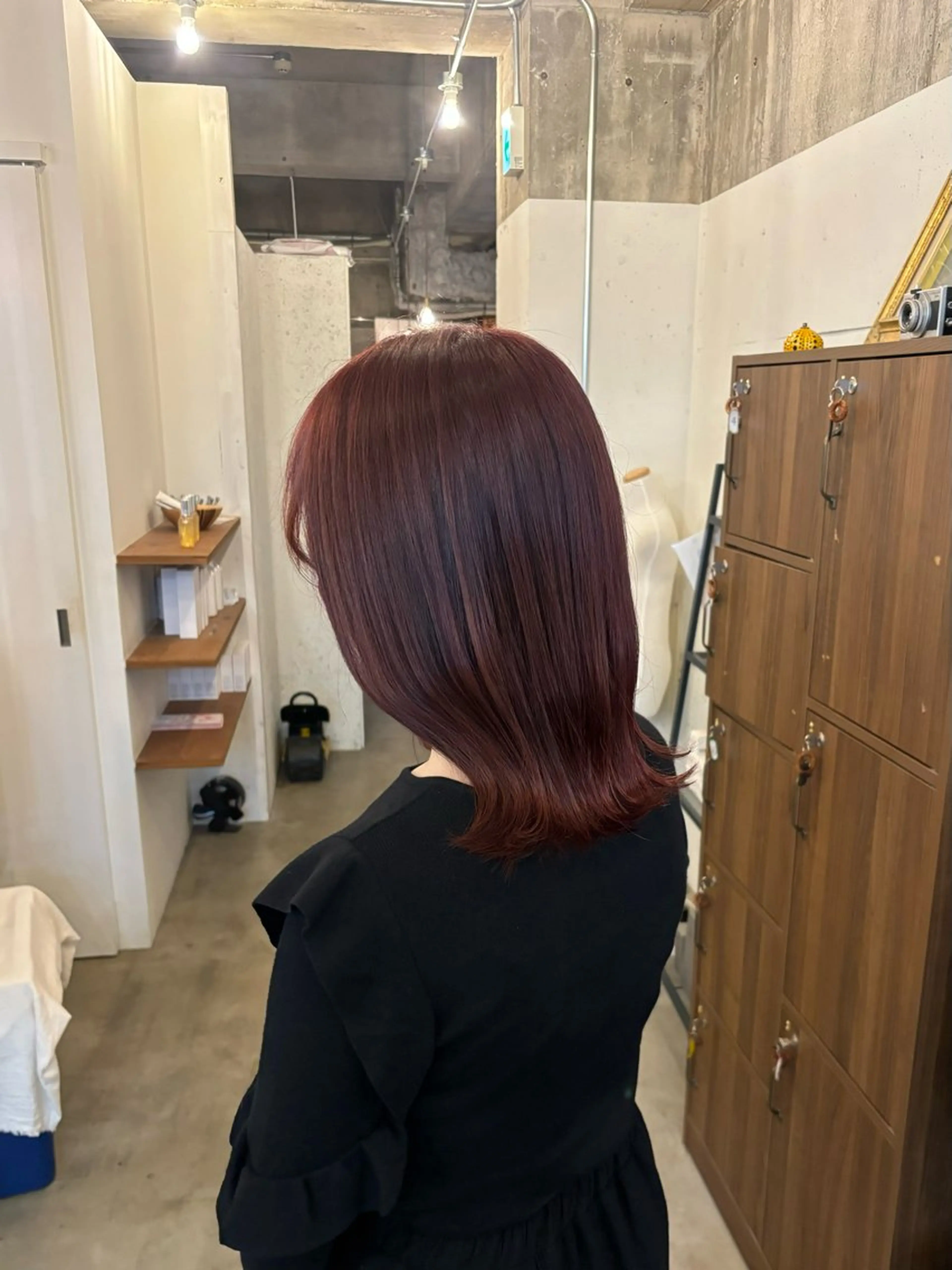 ミディアム カラー レッドカラー カット ヘアカラー トリートメント SABO /透明感カラー/美髪のヘアスタイル