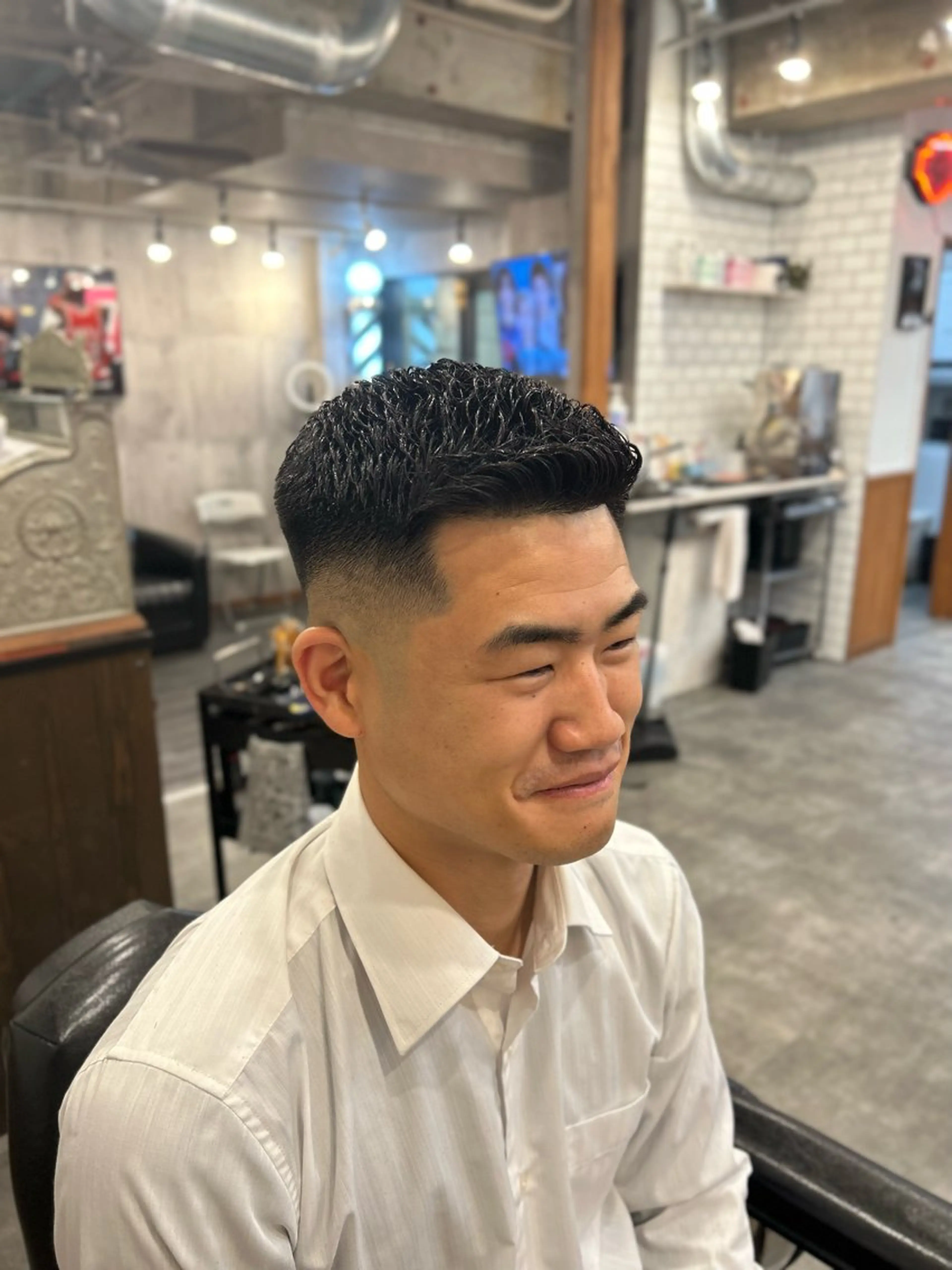 ショート パーマ メンズ フェードカット メンズパーマ 濡れパン スキンフェード BLAZEMAN BARBERSHOP所属・💈✂︎RINTA ✂︎💈のヘアスタイル