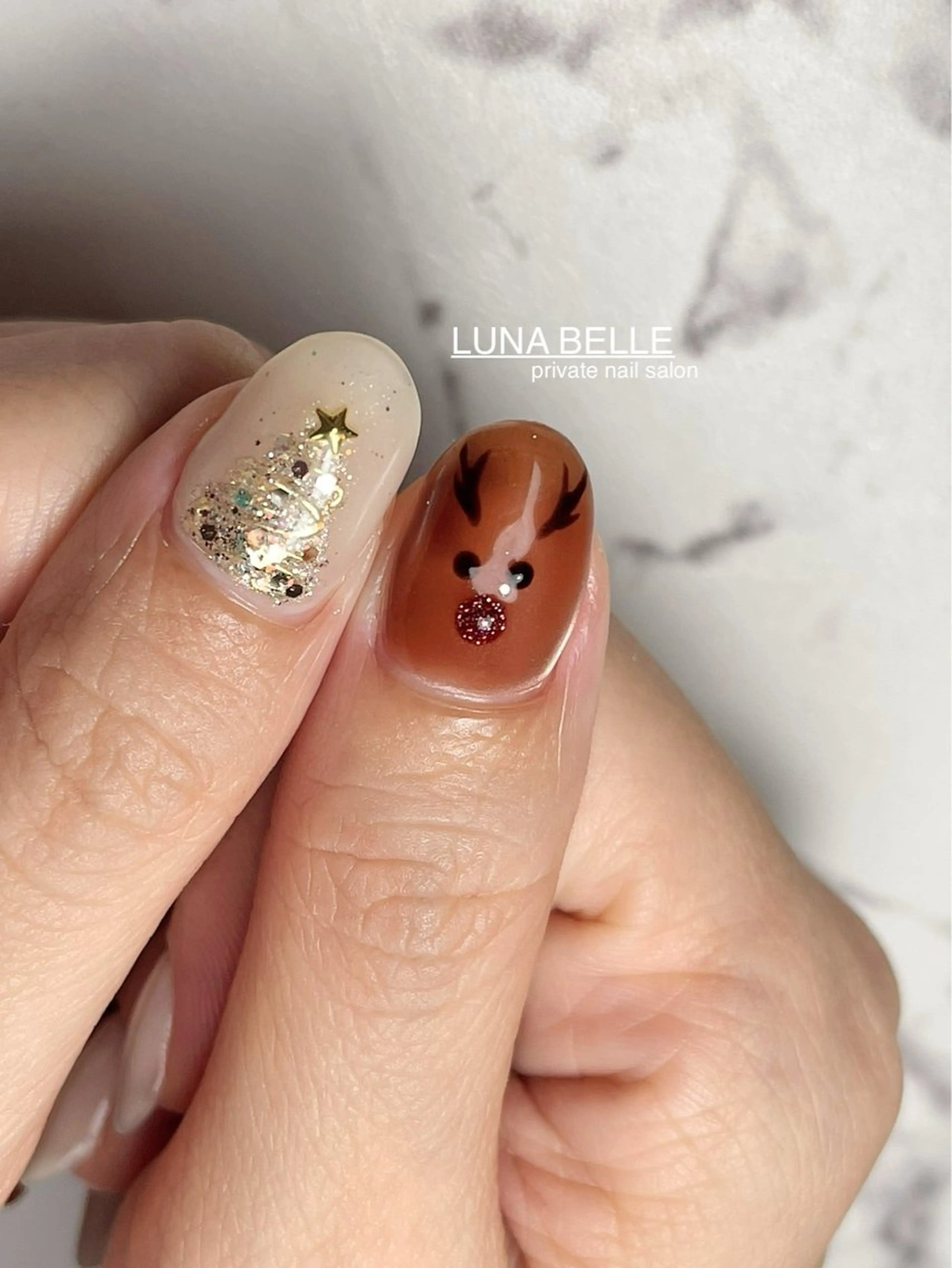 ネイル ブラウン ハンドネイル LUNA BELLEのネイルデザイン