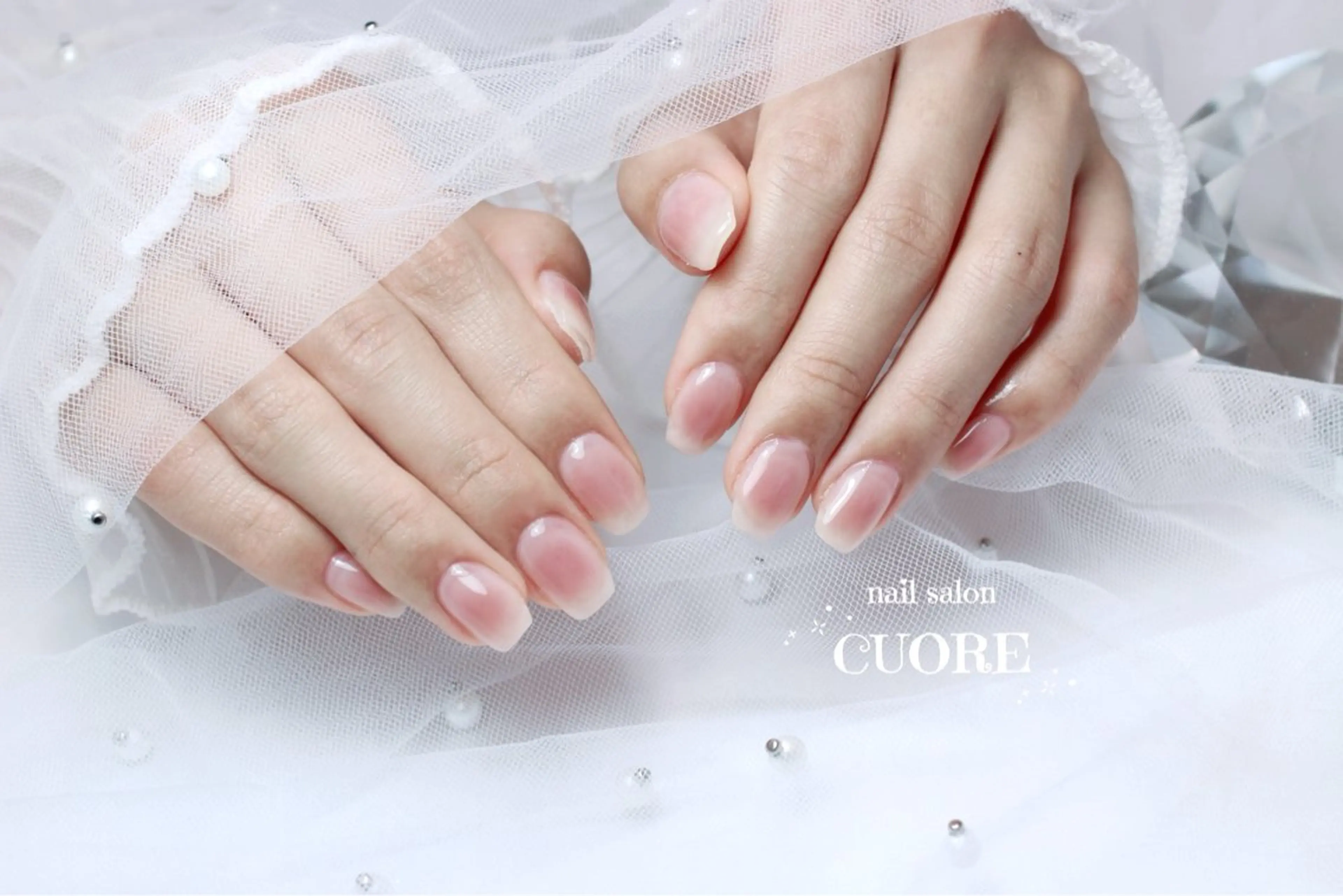 ネイル チークネイル オフィスネイル ピンク シンプルネイル 春ネイル nail salon CUOREのネイルデザイン