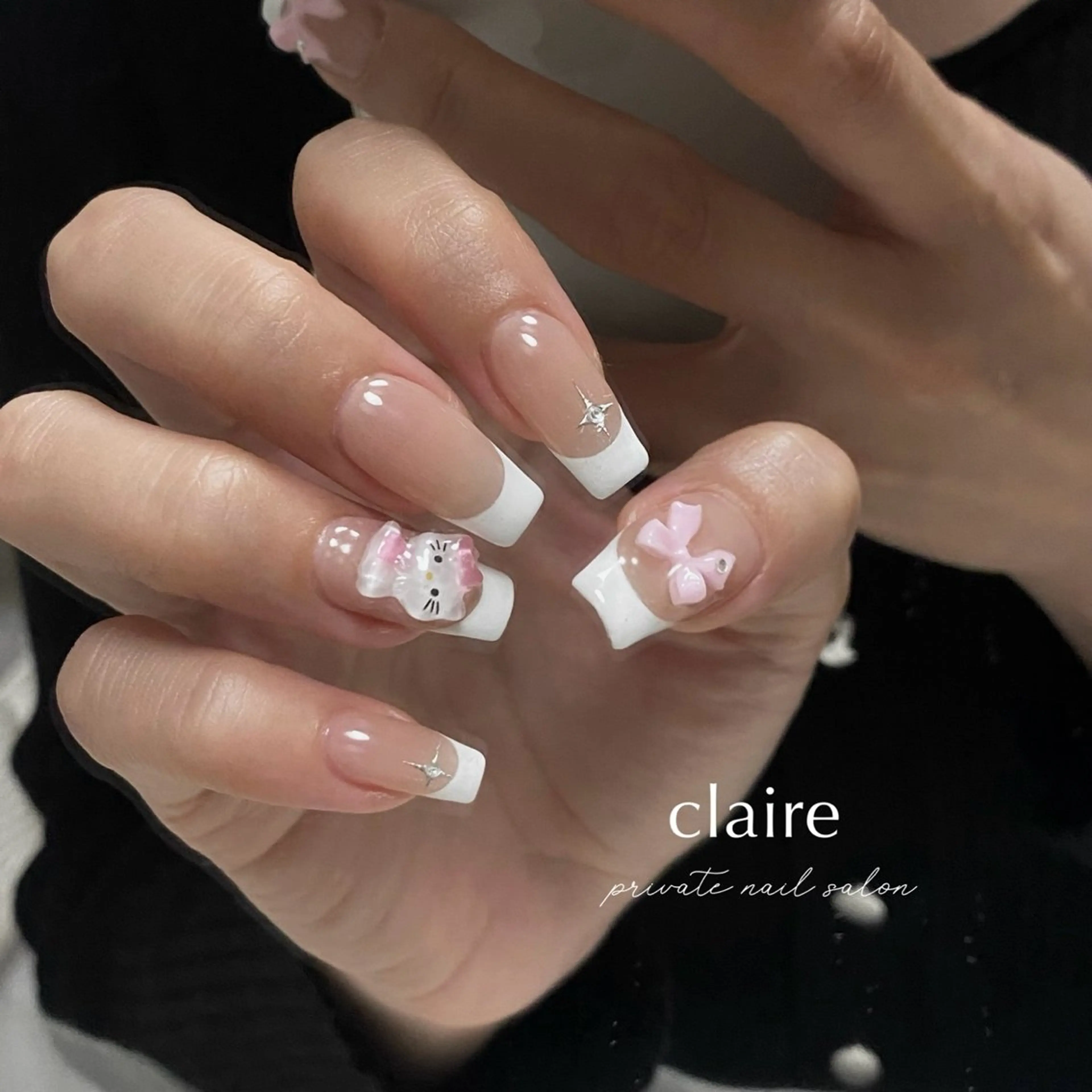 ネイル リボン ハンドネイル claire_ rie.のネイルデザイン