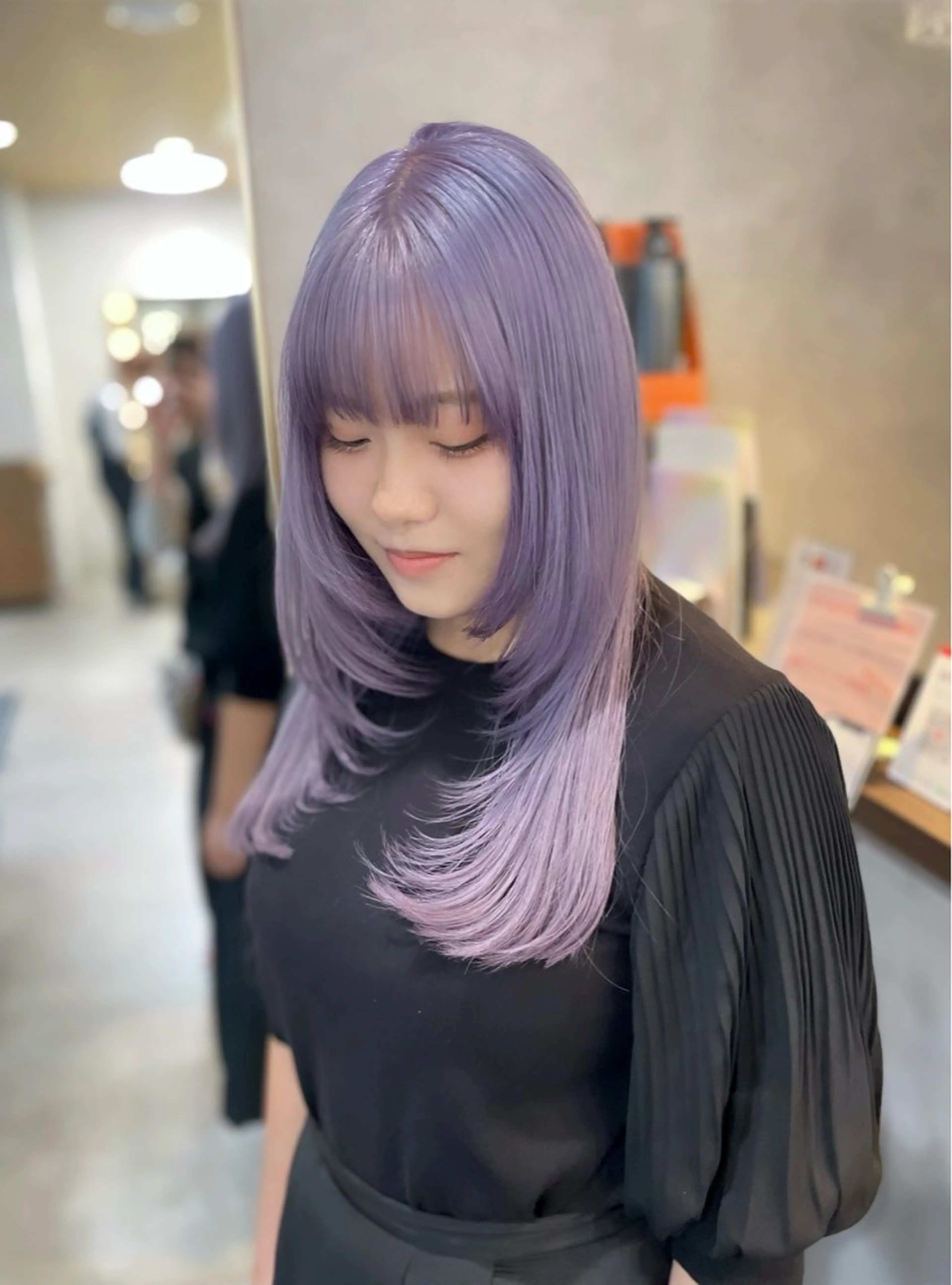 ロング ハイライト 髪質改善 韓国風ヘア 縮毛矯正 トリートメント 🔖RIENS /renaのヘアスタイル