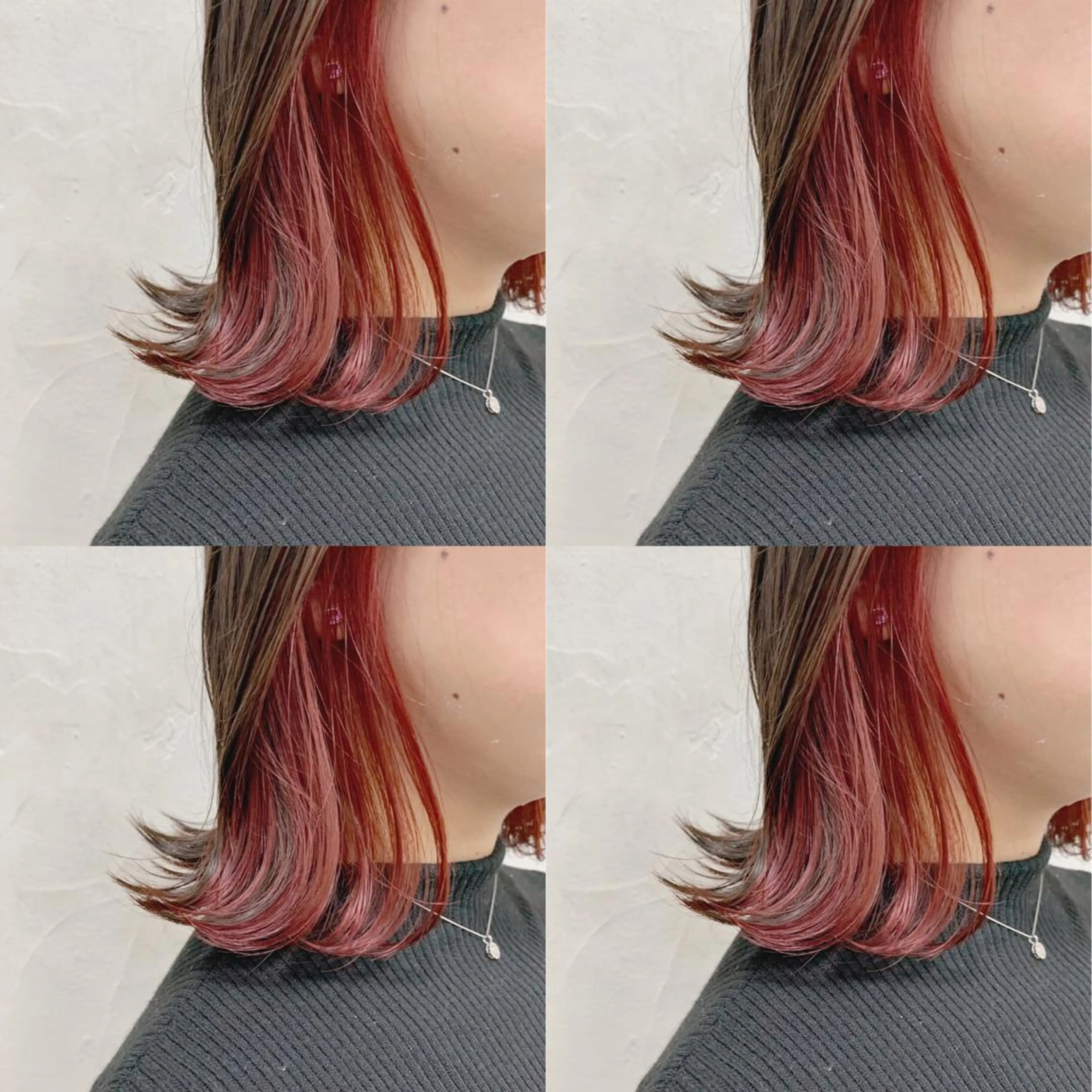 ミディアム カラー デザインカラー インナーカラー レッドカラー トリートメント /カラー/NAOKIのヘアスタイル