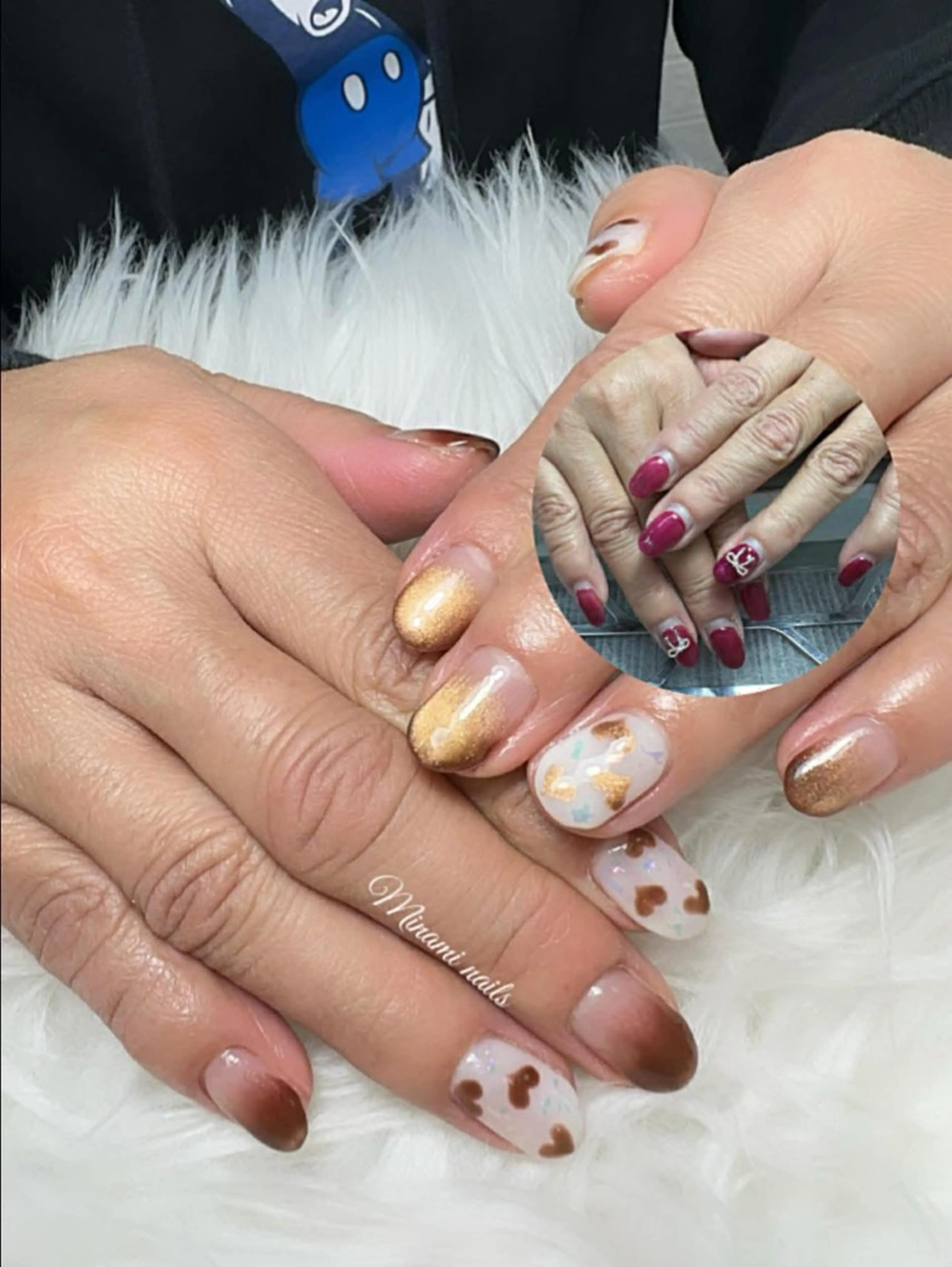 ネイル ゴールド ハート バレンタイン ハンドネイル Minami Nailsのネイルデザイン