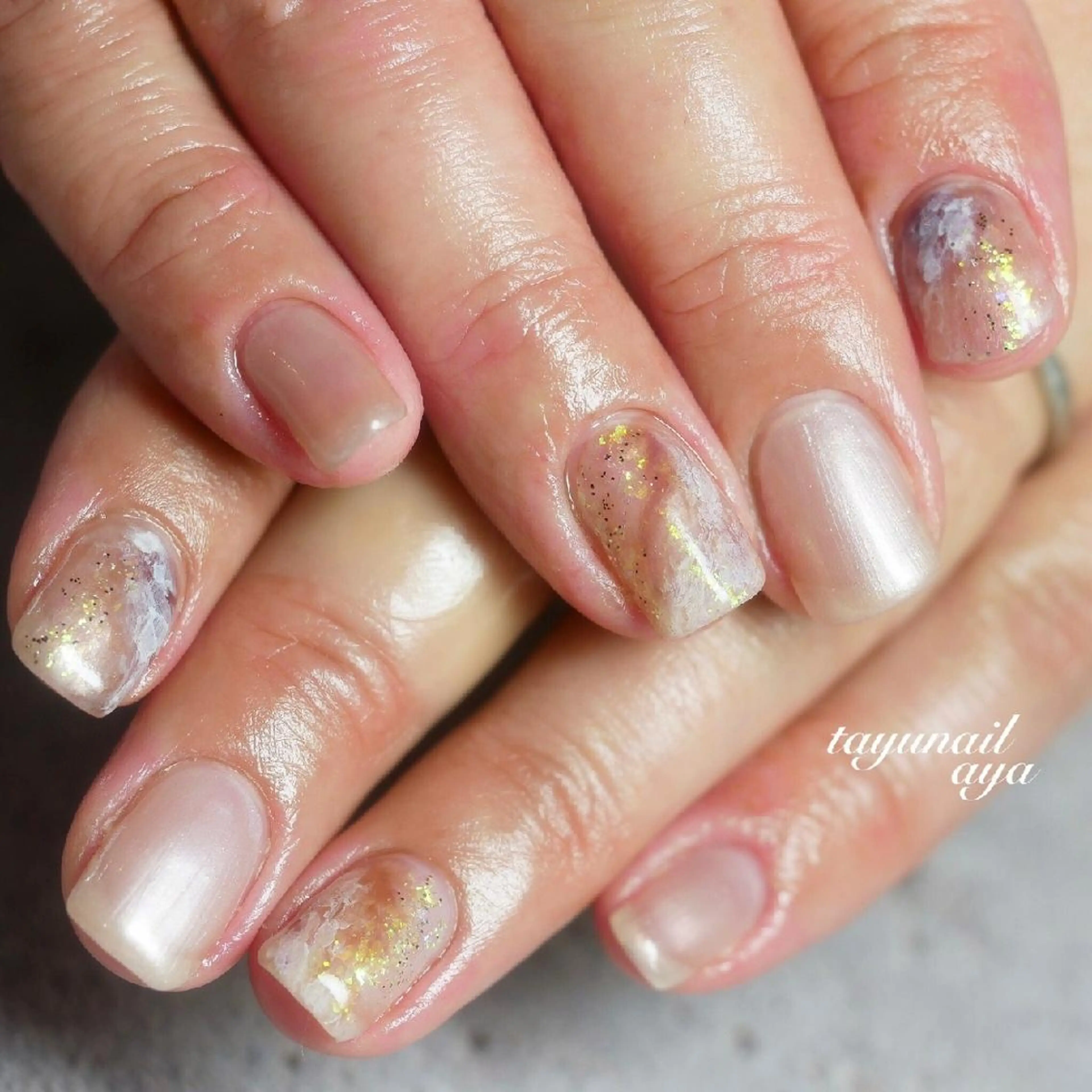 ネイル アートネイル ブルー ブラウン ジェルネイル パラジェル ネイルサロン 【たゆnail】のネイルデザイン