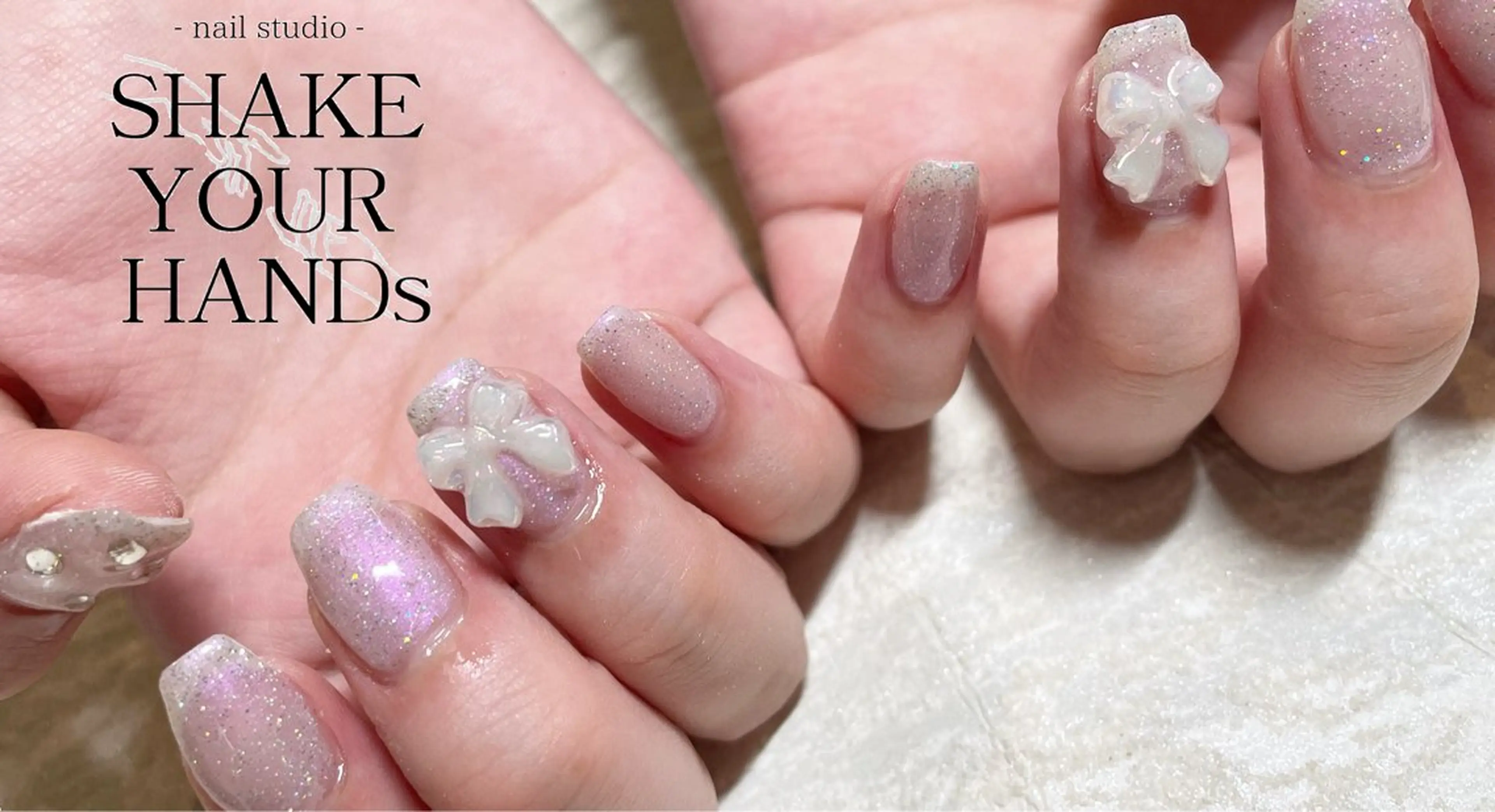 ネイル リボン ネイルスタジオ シェイクユアハンズのネイルデザイン