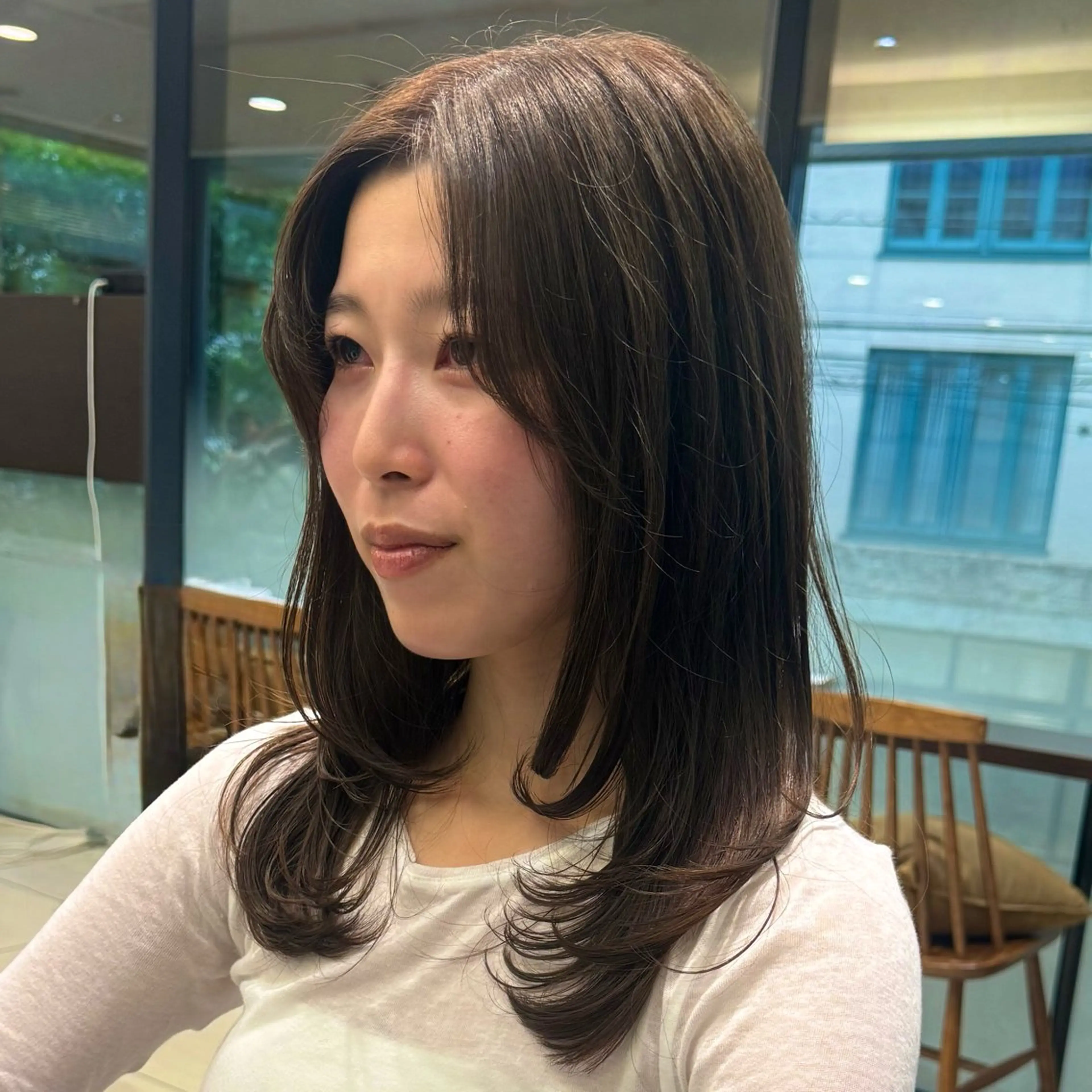 ミディアム パーマ ミディアムパーマ デジタルパーマ パーマ 韓国風パーマ🌿コテ 巻き風パーマ/るいのヘアスタイル