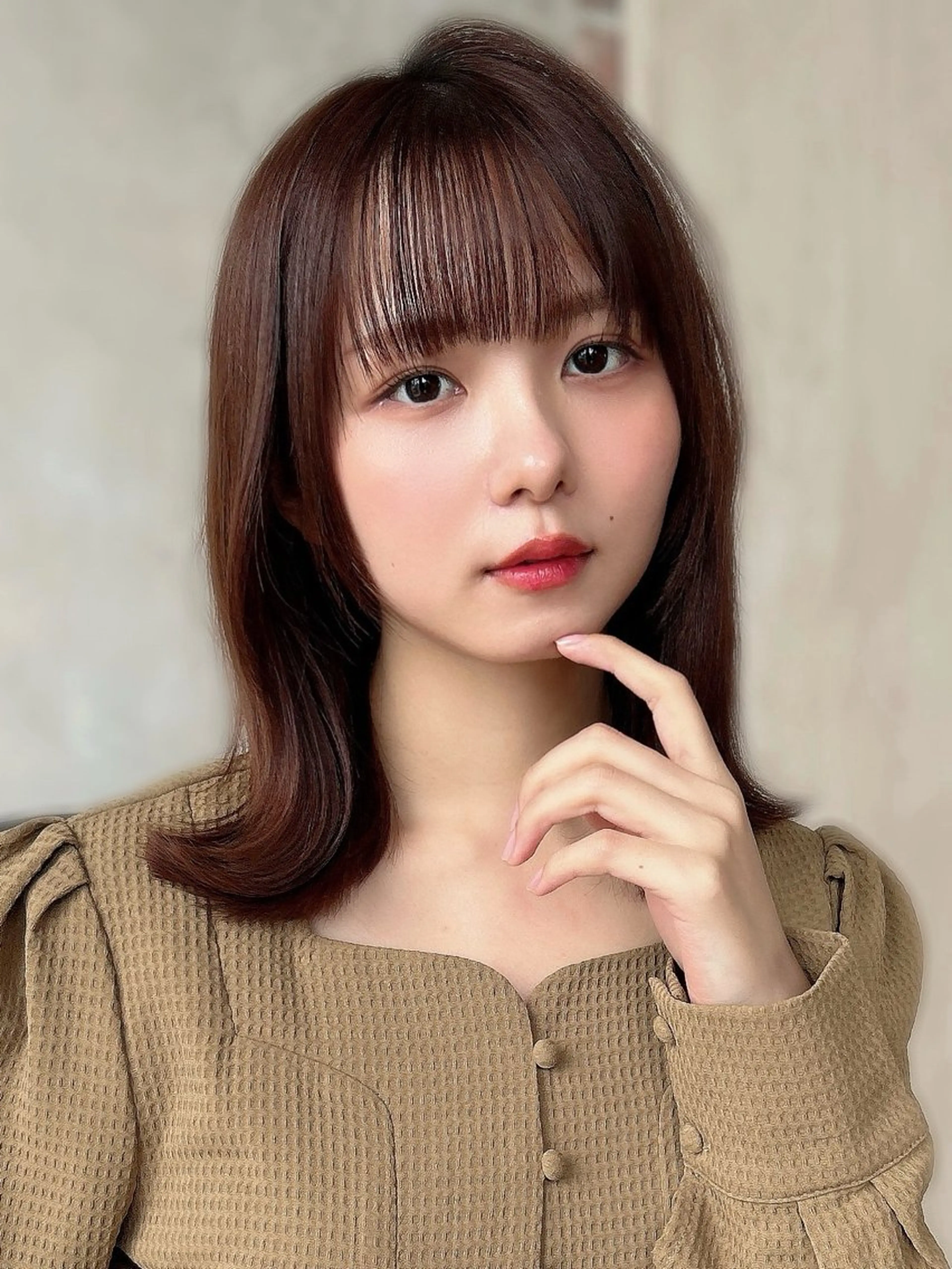 ミディアム カラー カット ヘアカラー トリートメント 新宿✨顔周りカット 韓国ヘア/坂本亜裟海のヘアスタイル